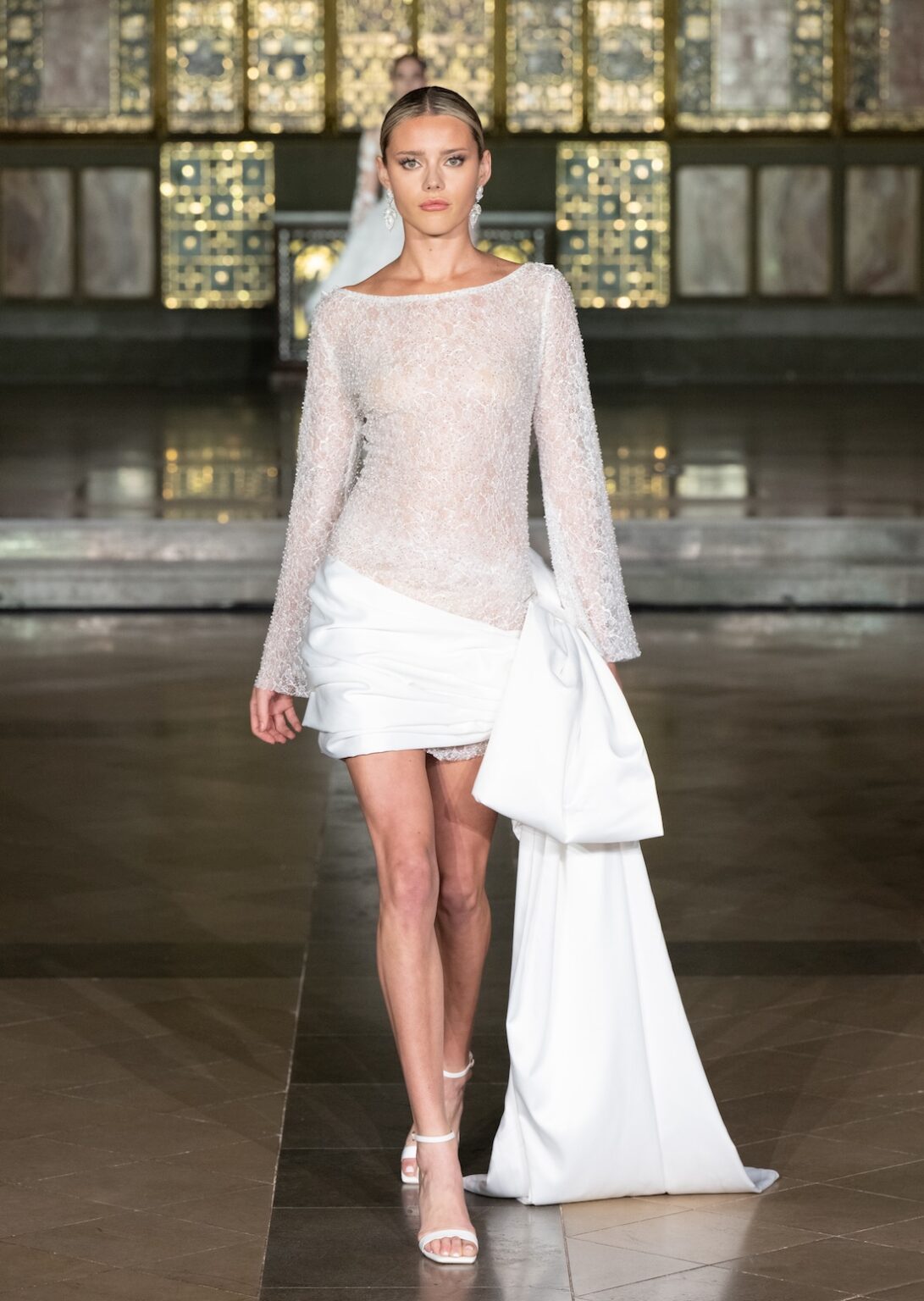 LONDON, ENGLAND - FEBRUARY 20: Model Kalista Ganz walks the runway at the Glaudi Show during London Fashion Week Powered By Art Hearts Fashion February 20, 2026 at St. John's Hyde Park on February 20, 2026 in London, England. (Photo by Mark Gunter/Getty Images for Art Hearts Fashion)