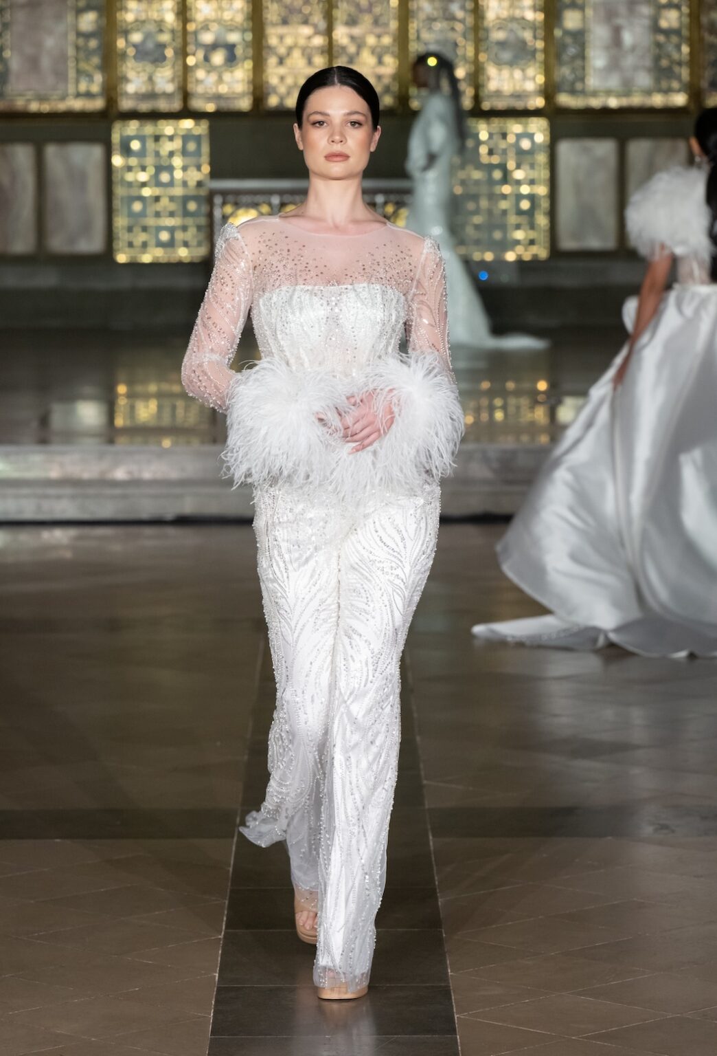 LONDON, ENGLAND - FEBRUARY 20: Model Trinity Poole walks the runway at the Glaudi Show during London Fashion Week Powered By Art Hearts Fashion February 20, 2026 at St. John's Hyde Park on February 20, 2026 in London, England. (Photo by Mark Gunter/Getty Images for Art Hearts Fashion)