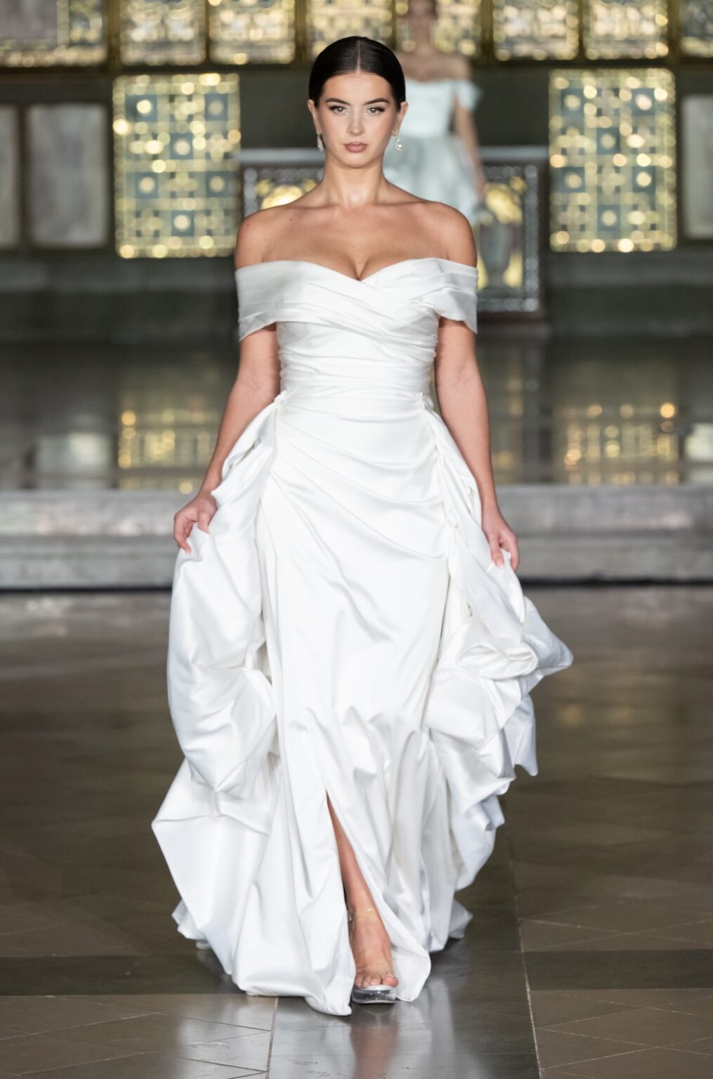 LONDON, ENGLAND - FEBRUARY 20: Model Diana Lapo walks the runway at the Glaudi Show during London Fashion Week Powered By Art Hearts Fashion February 20, 2026 at St. John's Hyde Park on February 20, 2026 in London, England. (Photo by Mark Gunter/Getty Images for Art Hearts Fashion)