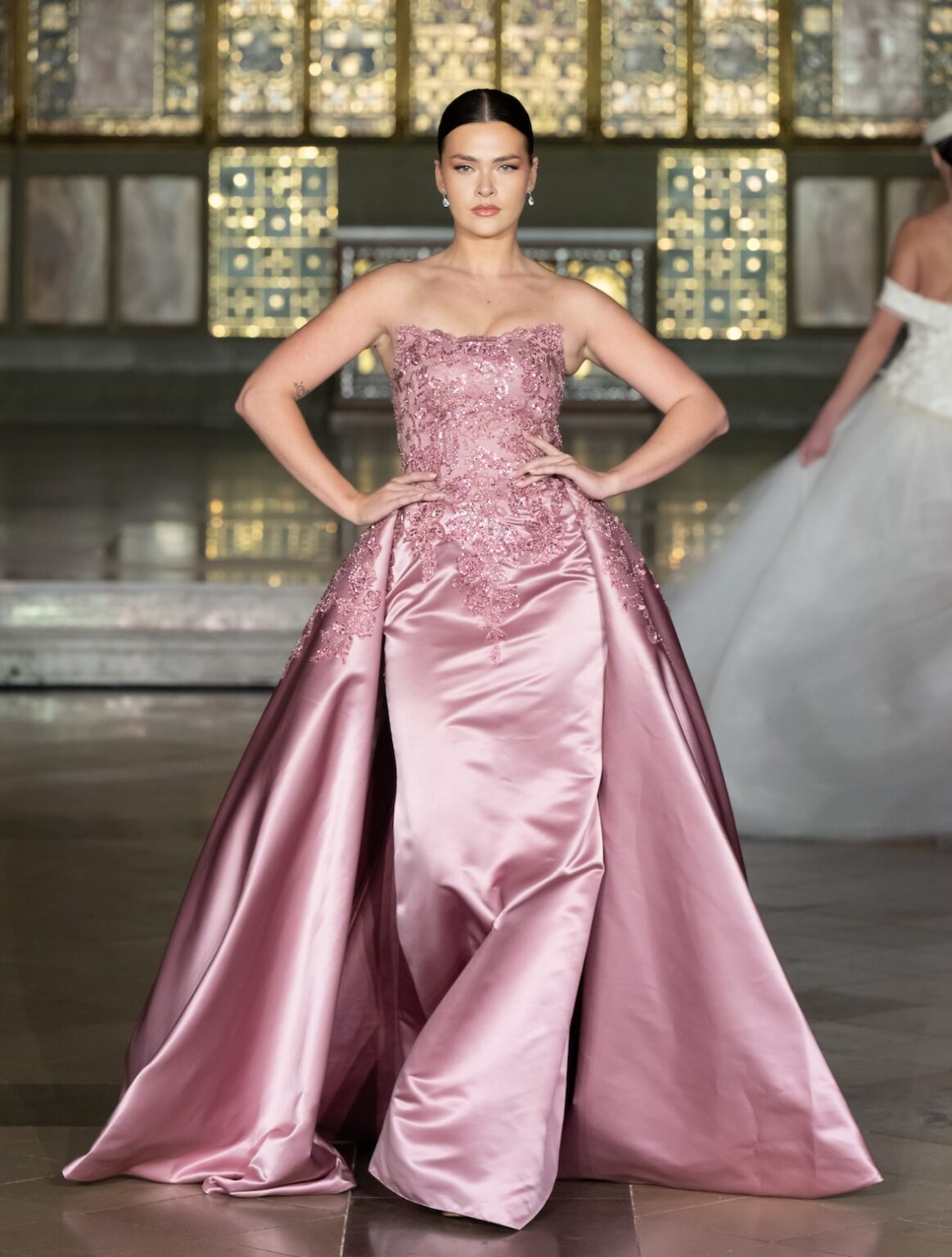 LONDON, ENGLAND - FEBRUARY 20: Model Finnley Fisher walks the runway at the Glaudi Show during London Fashion Week Powered By Art Hearts Fashion  February 20, 2026 at St. John's Hyde Park on February 20, 2026 in London, England. (Photo by Mark Gunter/Getty Images for Art Hearts Fashion)
