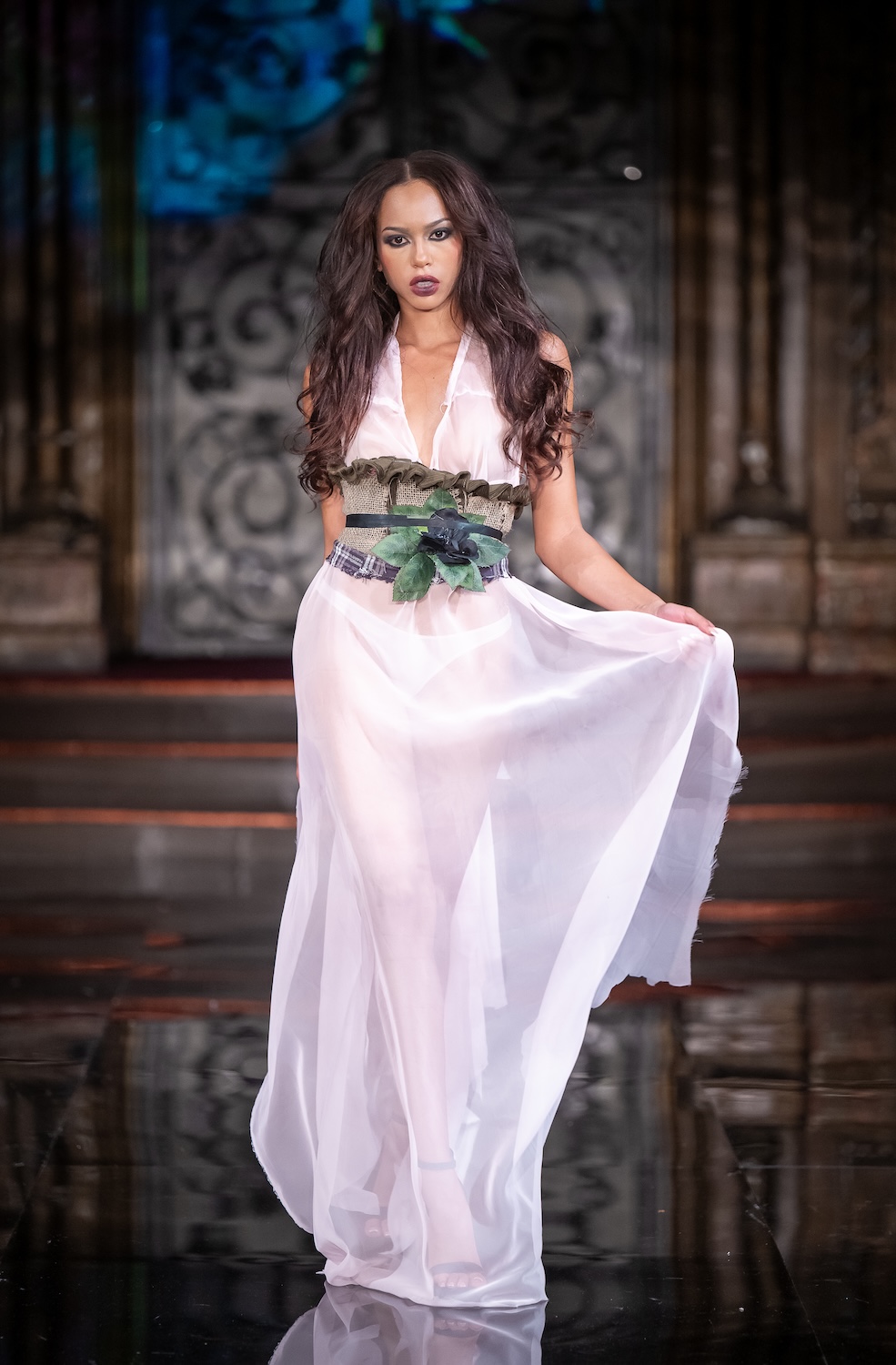 NEW YORK, NEW YORK - FEBRUARY 13: A model walks the runway at the Haus of Harleen show during New York Fashion Week Powered By Art Hearts Fashion at The Angel Orensanz Foundation on February 13, 2026 in New York City. (Photo by Mark Gunter/Getty Images for Art Hearts Fashion)