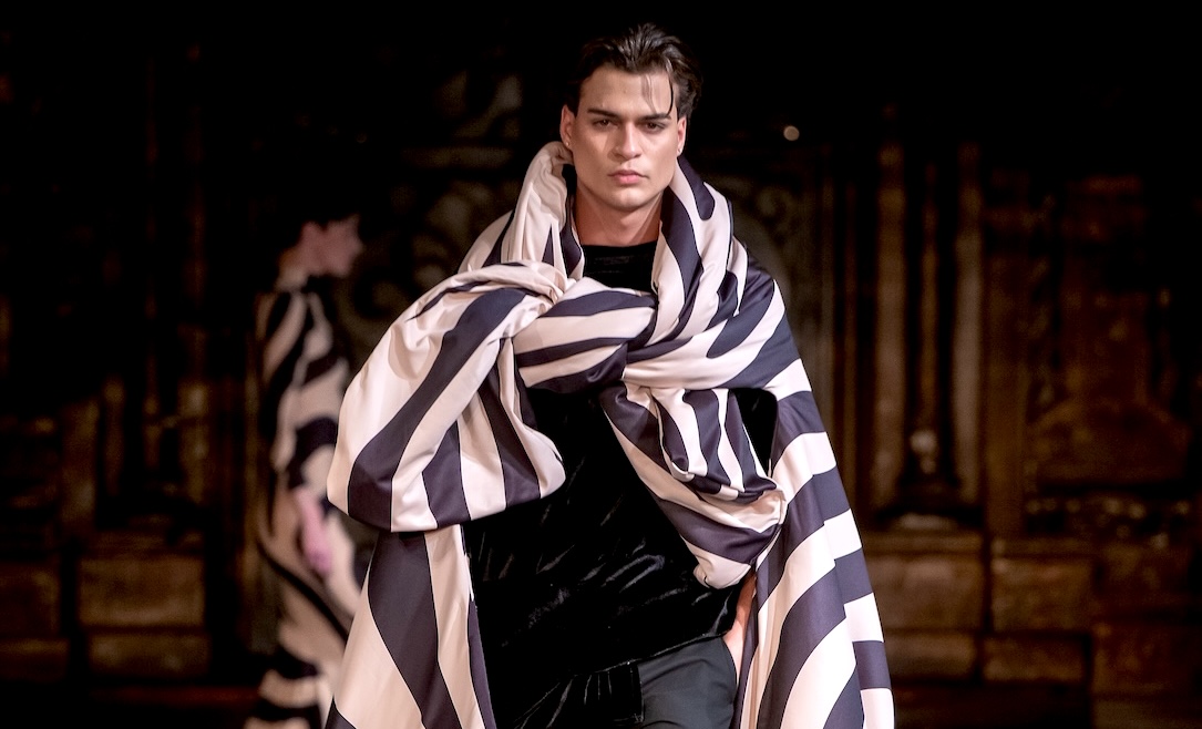NEW YORK, NEW YORK - FEBRUARY 13: A model walks the runway at the Idol Jose show during New York Fashion Week Powered By Art Hearts Fashion at The Angel Orensanz Foundation on February 13, 2026 in New York City.  (Photo by Mark Gunter/Getty Images for Art Hearts Fashion)