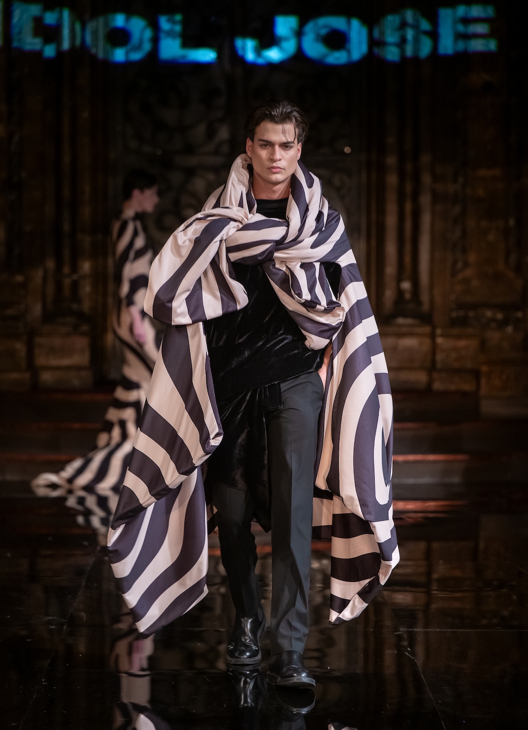 NEW YORK, NEW YORK - FEBRUARY 13: A model walks the runway at the Idol Jose show during New York Fashion Week Powered By Art Hearts Fashion at The Angel Orensanz Foundation on February 13, 2026 in New York City.  (Photo by Mark Gunter/Getty Images for Art Hearts Fashion)