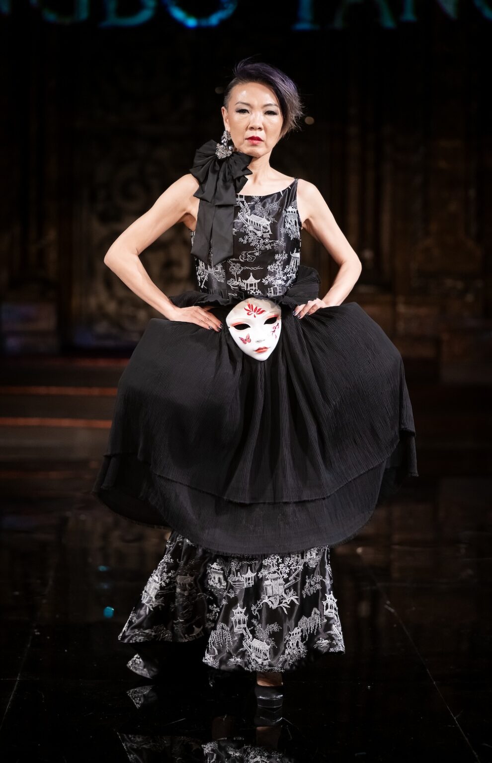 NEW YORK, NEW YORK - FEBRUARY 12: A model walks the runway at the Jingbo Yang show during New York Fashion Week Powered By Art Hearts Fashion at The Angel Orensanz Foundation on February 12, 2026 in New York City. (Photo by Mark Gunter/Getty Images for Art Hearts Fashion)
