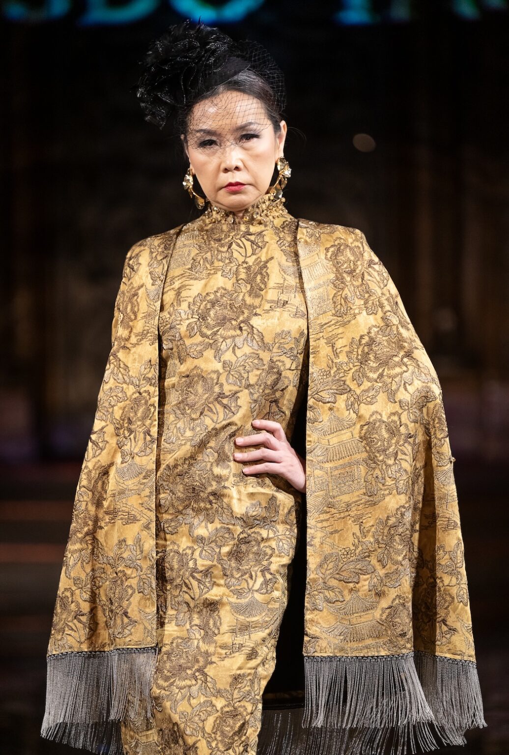 NEW YORK, NEW YORK - FEBRUARY 12: A model walks the runway at the Jingbo Yang show during New York Fashion Week Powered By Art Hearts Fashion at The Angel Orensanz Foundation on February 12, 2026 in New York City. (Photo by Mark Gunter/Getty Images for Art Hearts Fashion)