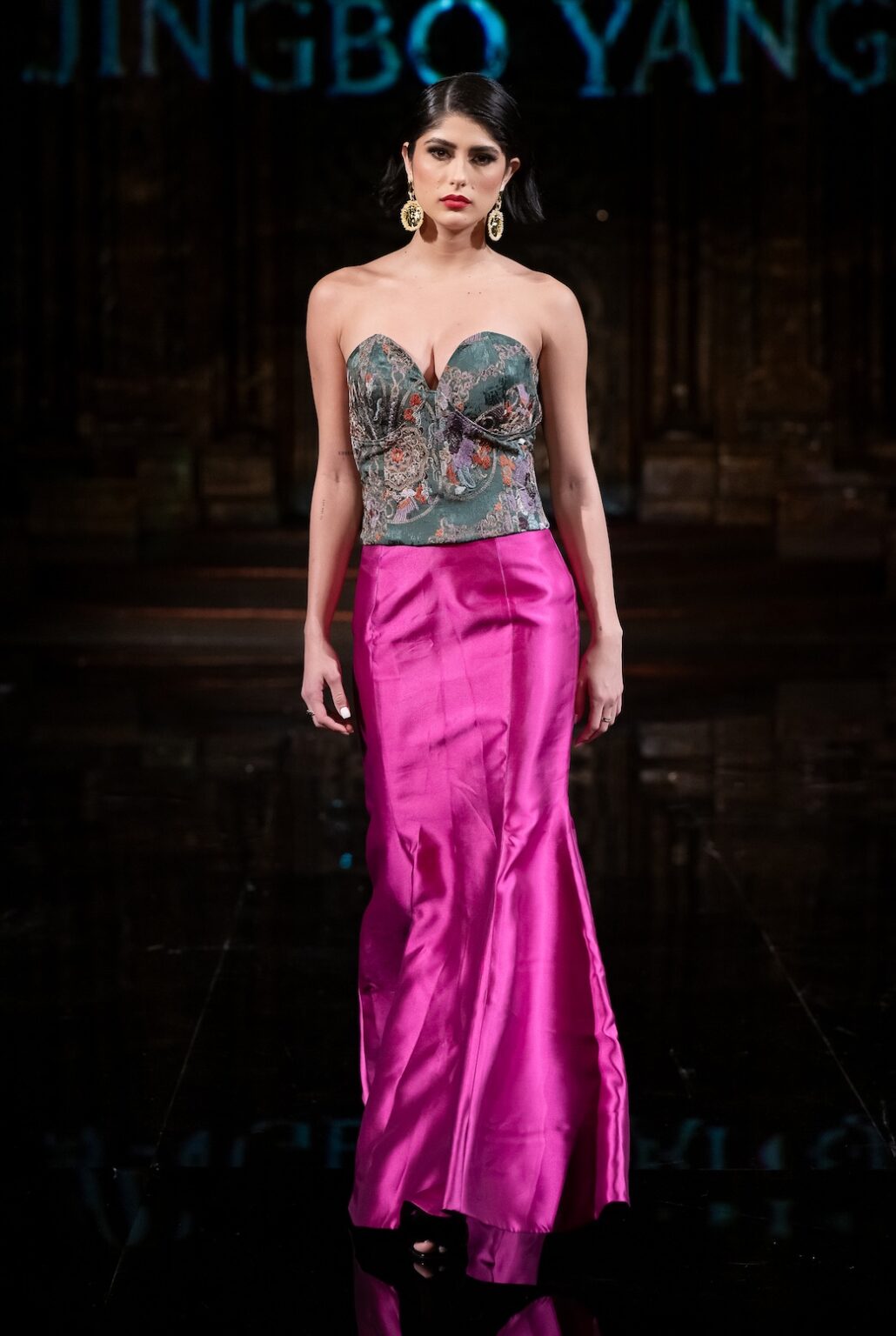 NEW YORK, NEW YORK - FEBRUARY 12: Italy Mora walks the runway at the Jingbo Yang show during New York Fashion Week Powered By Art Hearts Fashion at The Angel Orensanz Foundation on February 12, 2026 in New York City. (Photo by Mark Gunter/Getty Images for Art Hearts Fashion)