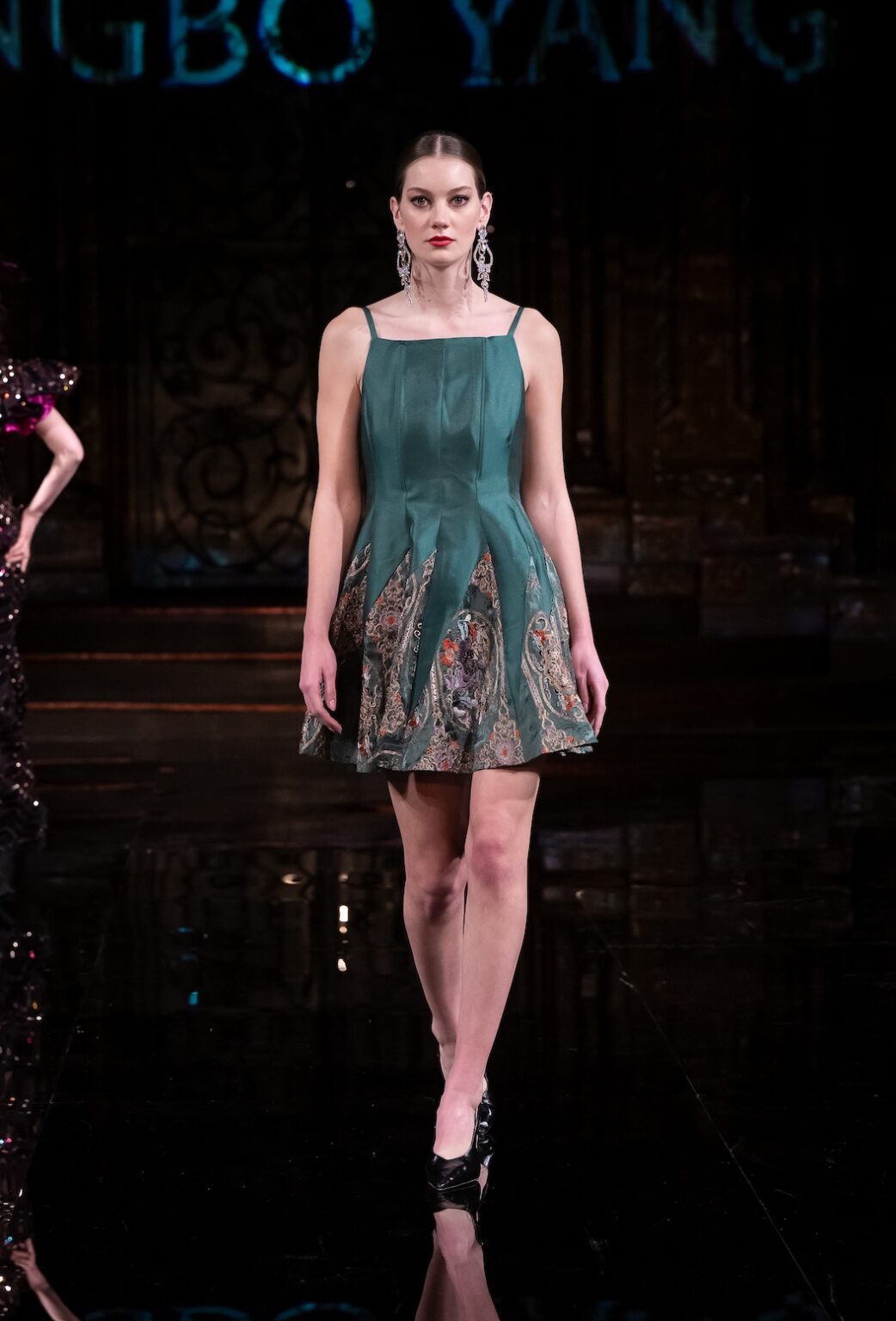 NEW YORK, NEW YORK - FEBRUARY 12: Ellen Weitenberner walks the runway at the Jingbo Yang show during New York Fashion Week Powered By Art Hearts Fashion at The Angel Orensanz Foundation on February 12, 2026 in New York City. (Photo by Mark Gunter/Getty Images for Art Hearts Fashion)