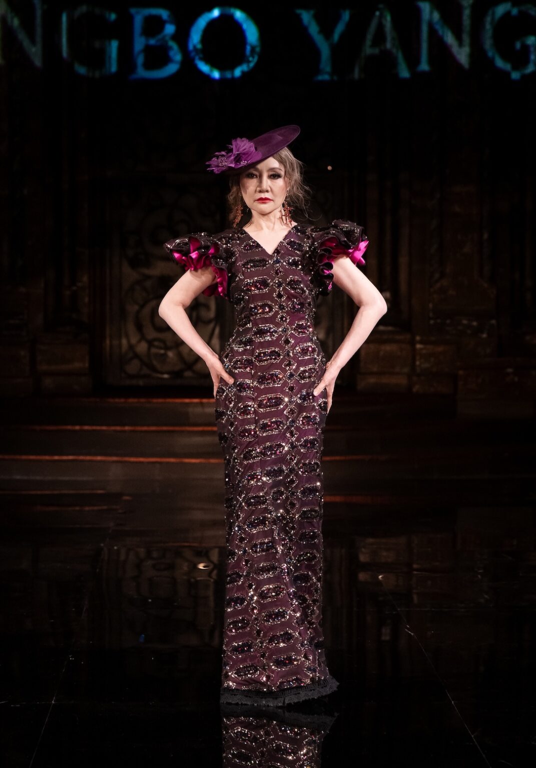 NEW YORK, NEW YORK - FEBRUARY 12: Model Lingwei Wei walks the runway at the Jingbo Yang show during New York Fashion Week Powered By Art Hearts Fashion at The Angel Orensanz Foundation on February 12, 2026 in New York City. (Photo by Mark Gunter/Getty Images for Art Hearts Fashion)