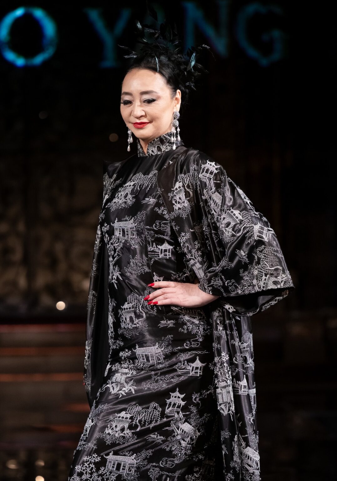 NEW YORK, NEW YORK - FEBRUARY 12: A model walks the runway at the Jingbo Yang show during New York Fashion Week Powered By Art Hearts Fashion at The Angel Orensanz Foundation on February 12, 2026 in New York City. (Photo by Mark Gunter/Getty Images for Art Hearts Fashion)