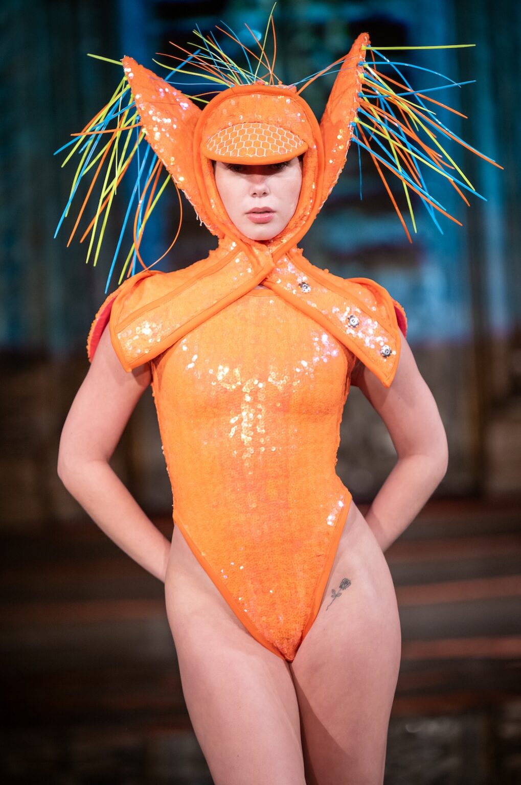NEW YORK, NEW YORK - FEBRUARY 13: A model walks the runway at the Merlin Castell show during New York Fashion Week Powered By Art Hearts Fashion at The Angel Orensanz Foundation on February 13, 2026 in New York City.  (Photo by Mark Gunter/Getty Images for Art Hearts Fashion)