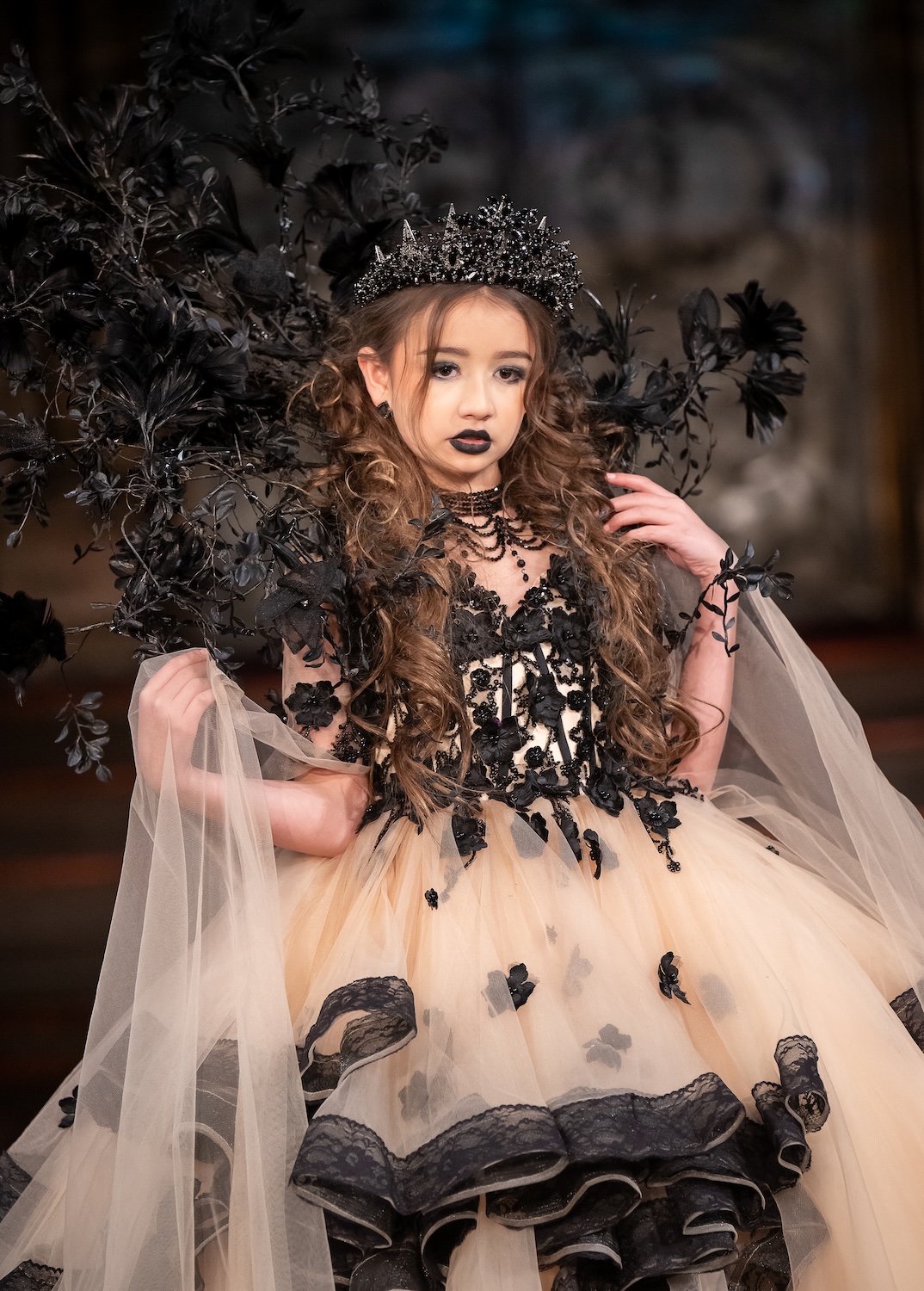 NEW YORK, NEW YORK - FEBRUARY 13: A model walks the runway at the Mila Hoffman show during New York Fashion Week Powered By Art Hearts Fashion at The Angel Orensanz Foundation on February 13, 2026 in New York City.  (Photo by Mark Gunter/Getty Images for Art Hearts Fashion)
