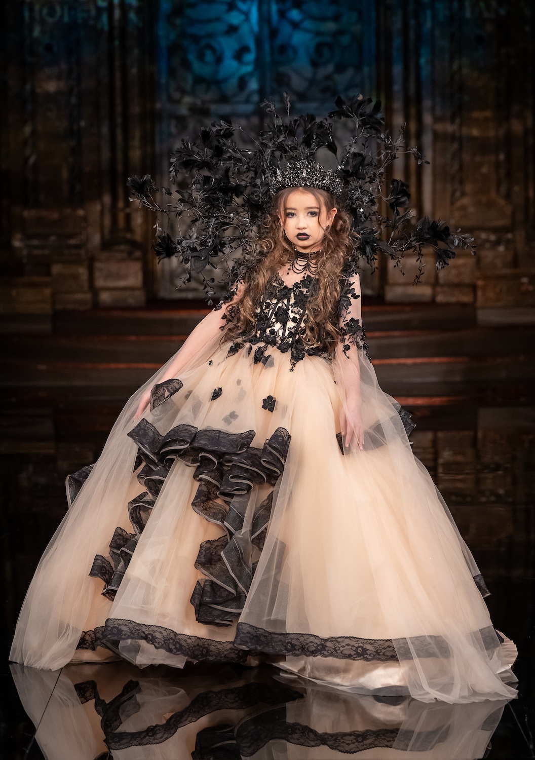 NEW YORK, NEW YORK - FEBRUARY 13: A model walks the runway at the Mila Hoffman show during New York Fashion Week Powered By Art Hearts Fashion at The Angel Orensanz Foundation on February 13, 2026 in New York City.  (Photo by Mark Gunter/Getty Images for Art Hearts Fashion)
