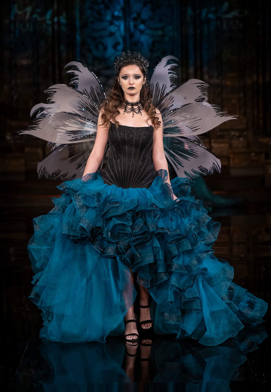 NEW YORK, NEW YORK - FEBRUARY 13: A model walks the runway at the Mila Hoffman show during New York Fashion Week Powered By Art Hearts Fashion at The Angel Orensanz Foundation on February 13, 2026 in New York City.  (Photo by Mark Gunter/Getty Images for Art Hearts Fashion)
