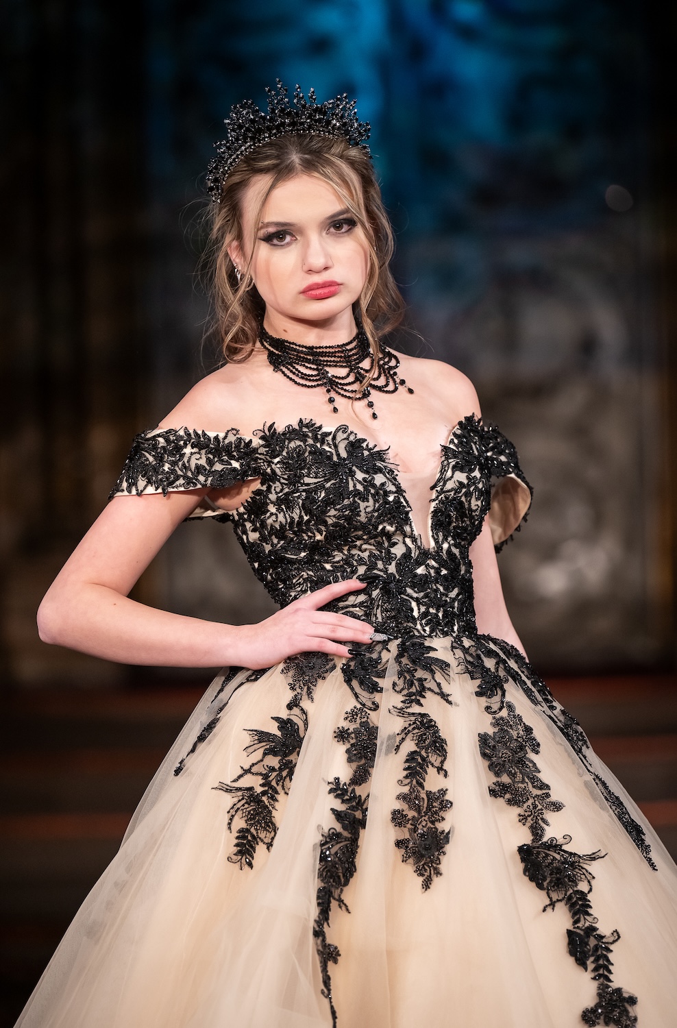 NEW YORK, NEW YORK - FEBRUARY 13: A model walks the runway at the Mila Hoffman show during New York Fashion Week Powered By Art Hearts Fashion at The Angel Orensanz Foundation on February 13, 2026 in New York City.  (Photo by Mark Gunter/Getty Images for Art Hearts Fashion)