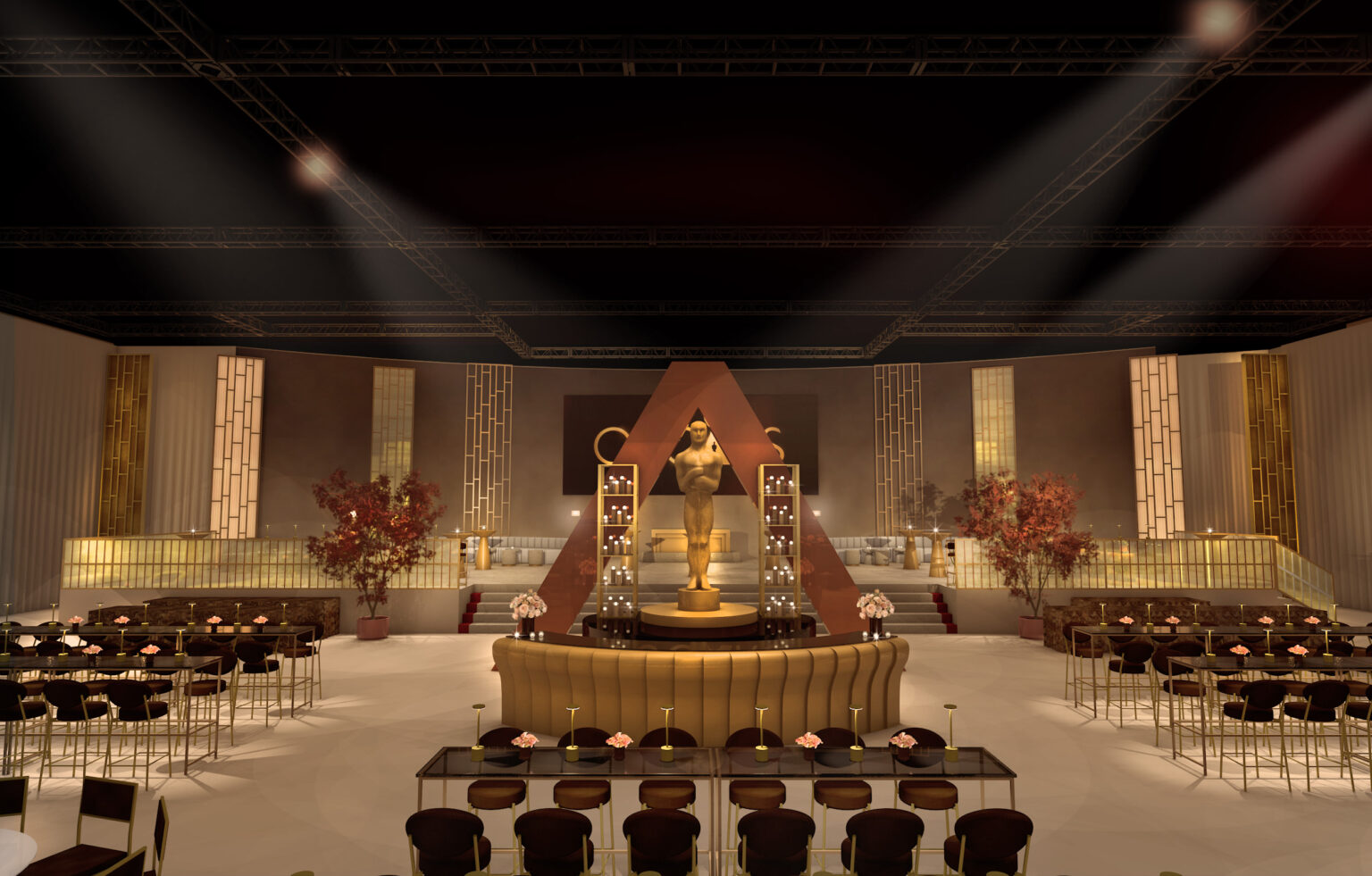 Rendering of 98th Oscars Governors Ball décor