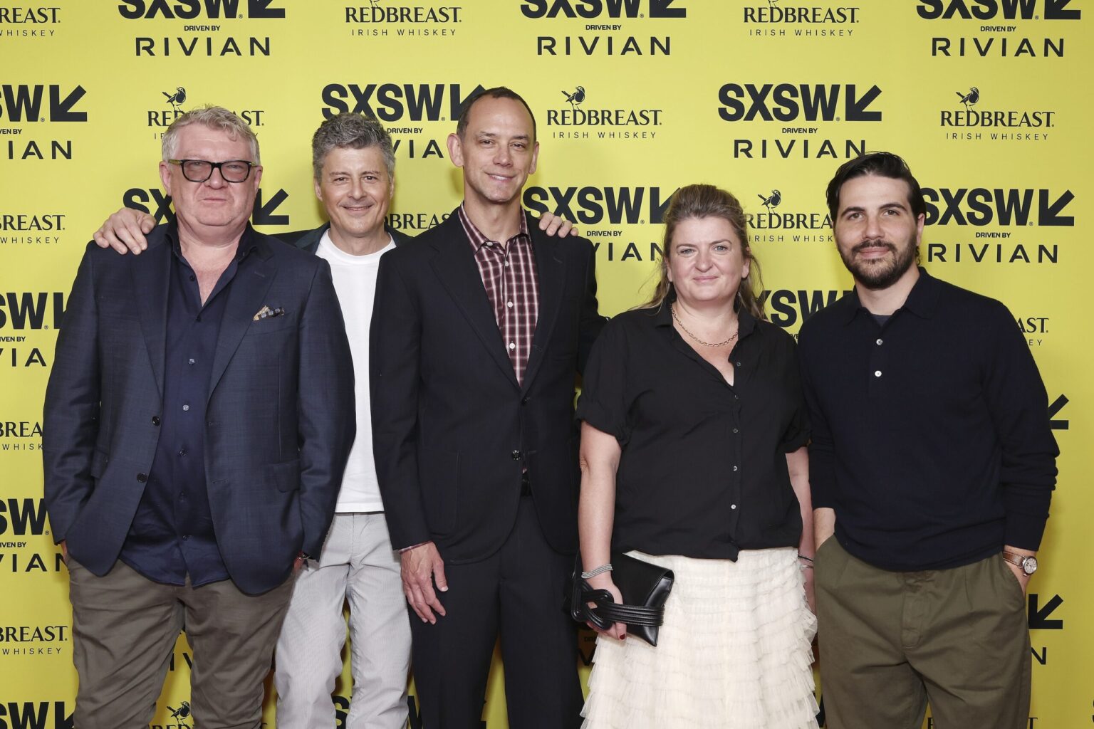 AUSTIN, TEXAS - MARCH 14: (L-R) Robert Walpole, Anthony Bregman, Micah Green, Rebecca O’Flanagan and Peter Cron attend the premiere of "Power Ballad" during SXSW at The Paramount Theatre on March 14, 2026 in Austin, Texas. (Photo by Robin Marchant/Getty Images for Lionsgate)