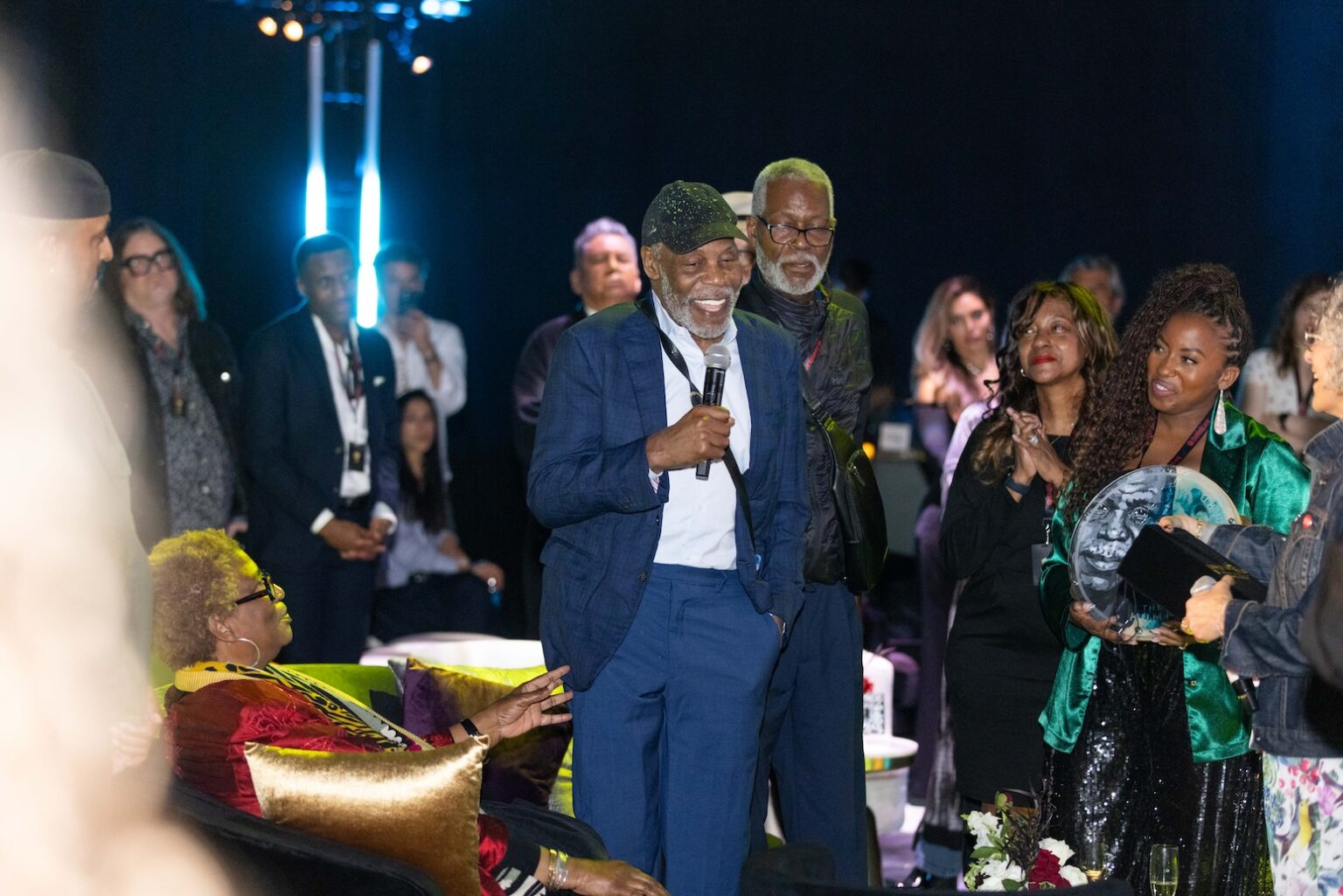 LOS ANGELES, CALIFORNIA - MARCH 1: Danny Glover speaks during the inaugural Sankofa.org Social Justice Awards at Chaplin Studios on March 1, 2026 in Los Angeles, California. (Photo by Todd Westphal / Sankofa.org)