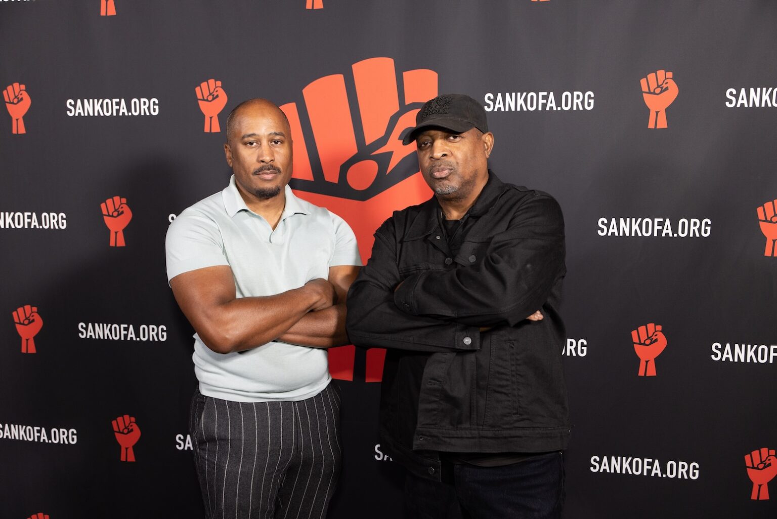 LOS ANGELES, CALIFORNIA - MARCH 1: Ali Shaheed Muhammad and Chuck D attend the inaugural Sankofa.org Social Justice Awards at Chaplin Studios on March 1, 2026 in Los Angeles, California. (Photo by Todd Westphal / Sankofa.org)