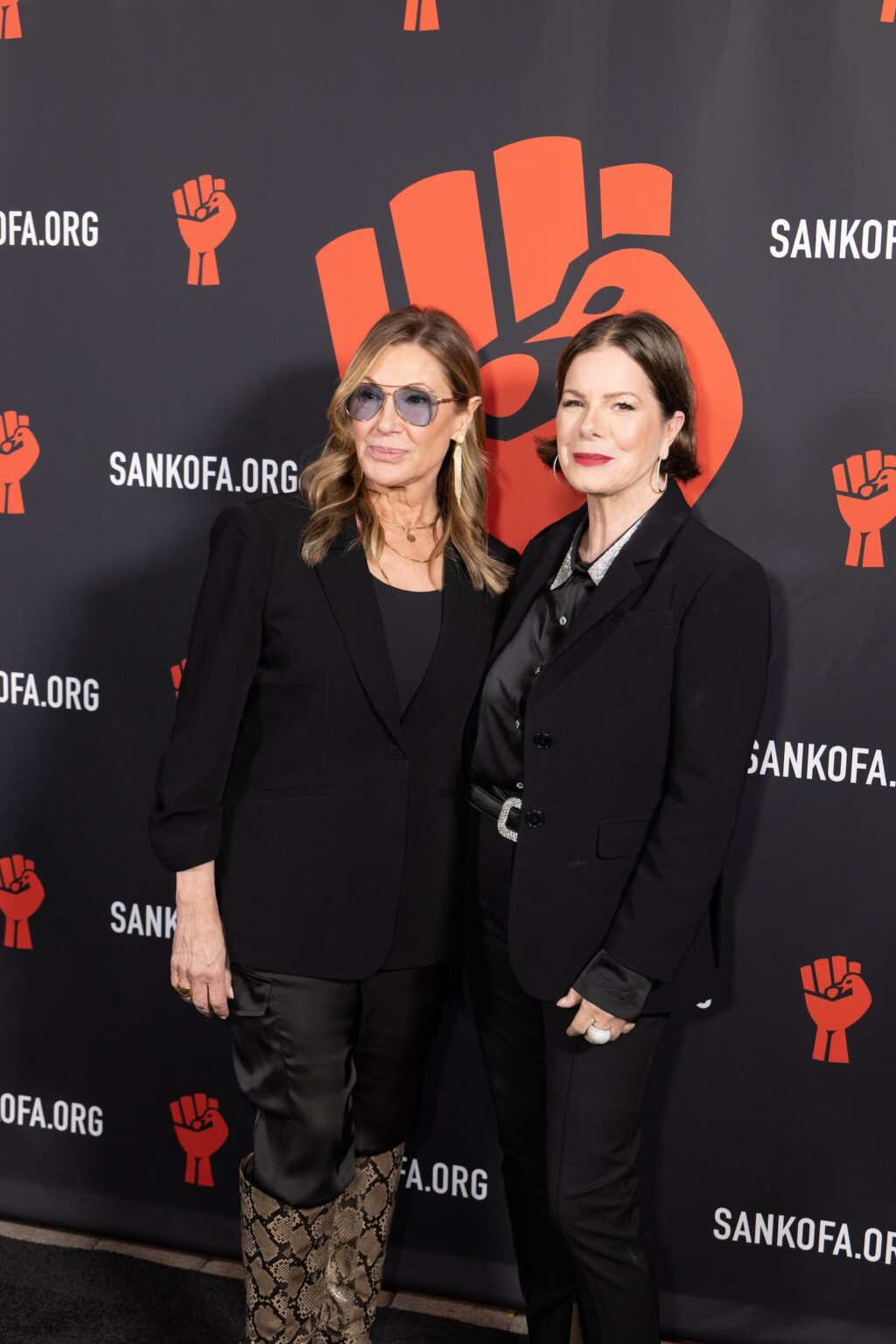 LOS ANGELES, CALIFORNIA - MARCH 1: Maria Cuomo Cole and Marcia Gay Harden attend the inaugural Sankofa.org Social Justice Awards at Chaplin Studios on March 1, 2026 in Los Angeles, California. (Photo by Todd Westphal / Sankofa.org)