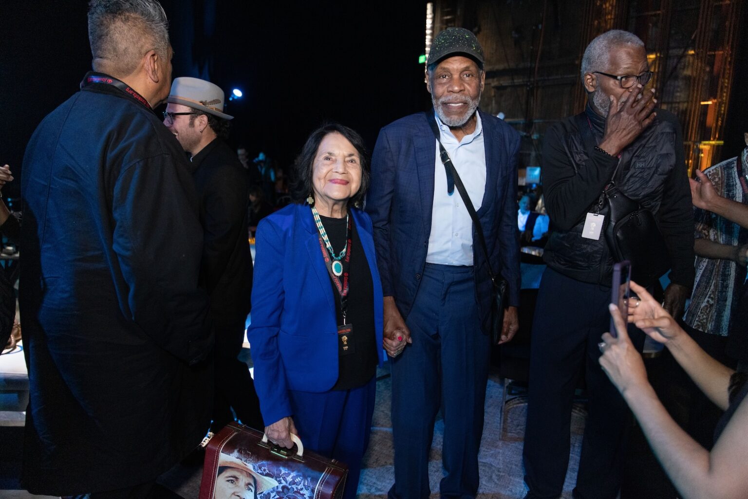 LOS ANGELES, CALIFORNIA - MARCH 1: Dolores Huerta and Danny Glover attend the inaugural Sankofa.org Social Justice Awards at Chaplin Studios on March 1, 2026 in Los Angeles, California. (Photo by Todd Westphal / Sankofa.org)