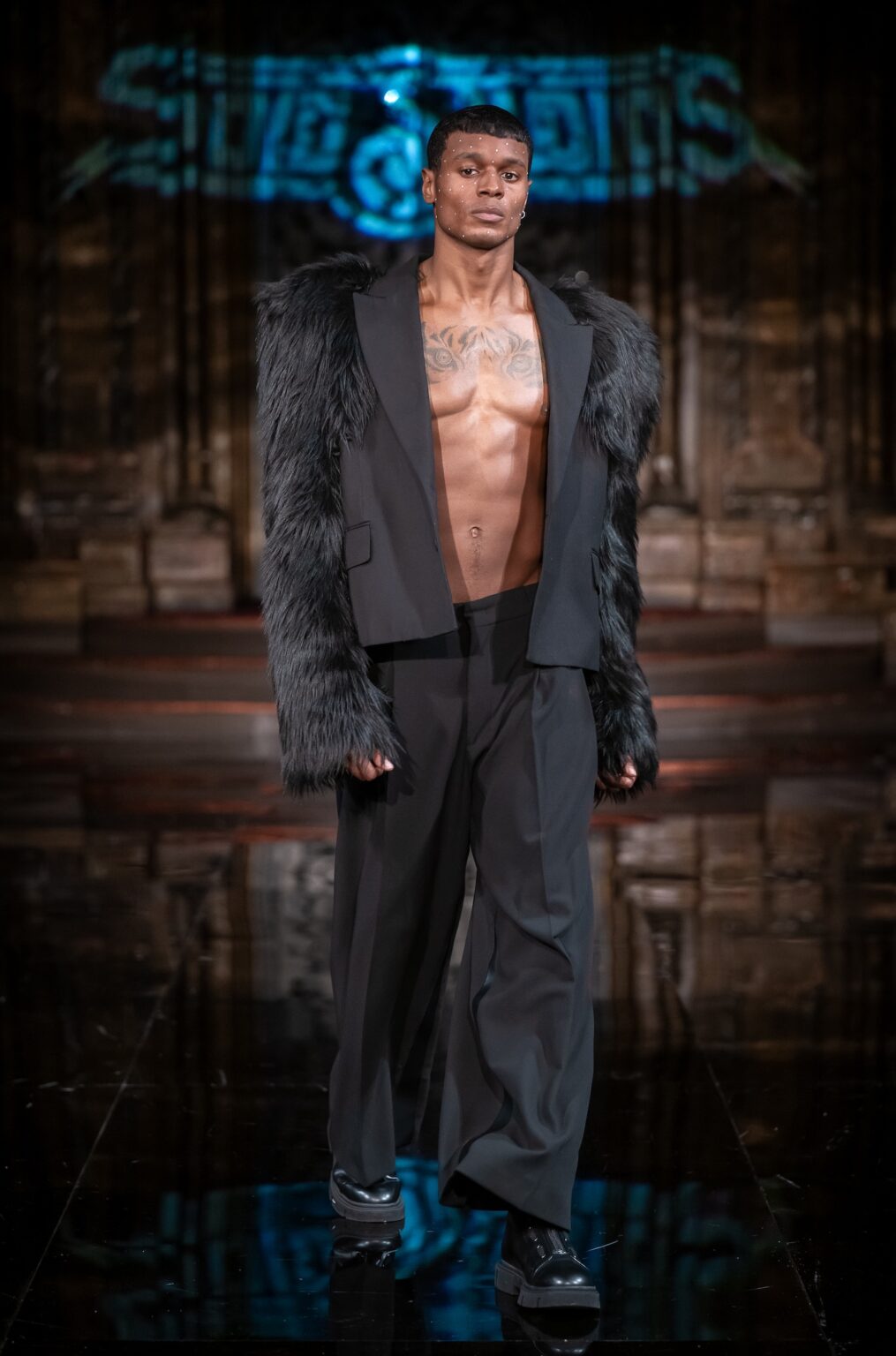 NEW YORK, NEW YORK - FEBRUARY 13: A model walks the runway at the Soid Studios show during New York Fashion Week Powered By Art Hearts Fashion at The Angel Orensanz Foundation on February 13, 2026 in New York City. (Photo by Mark Gunter/Getty Images for Art Hearts Fashion)