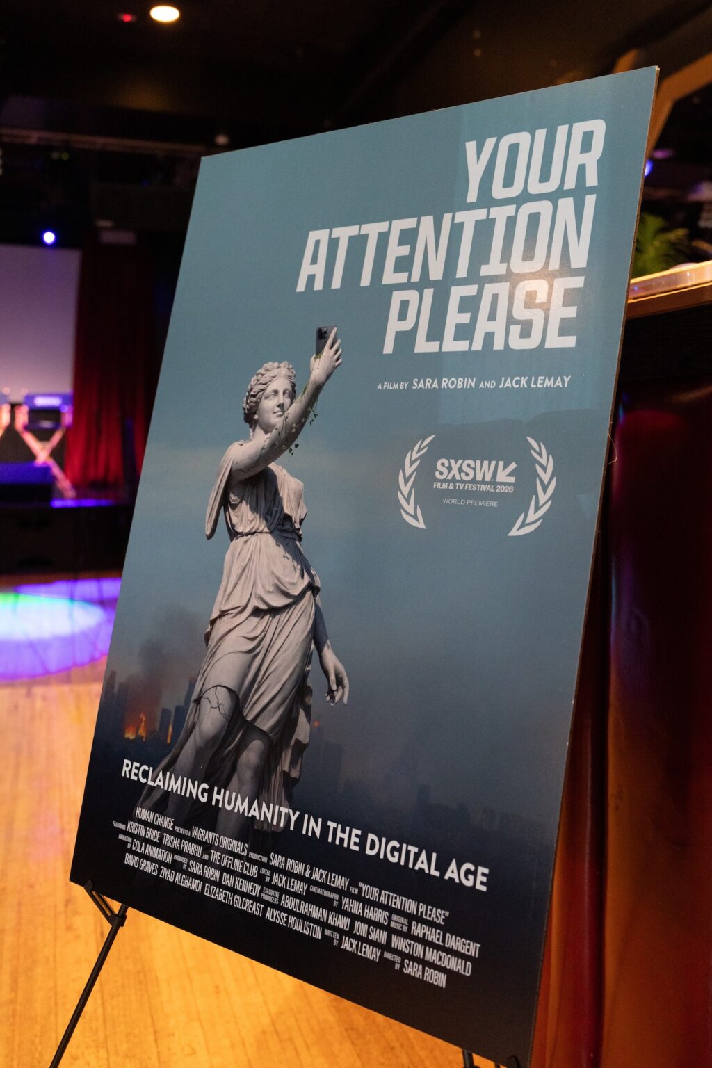 AUSTIN, TEXAS - MARCH 12: Atmosphere during Human Change presents the world premiere reception and fireside chat of "Your Attention Please" during the 2026 SXSW Conference and Festival at Alamo Drafthouse South Lamar on March 12, 2026 in Austin, Texas. (Photo by Rick Kern/Getty Images for "Your Attention Please")