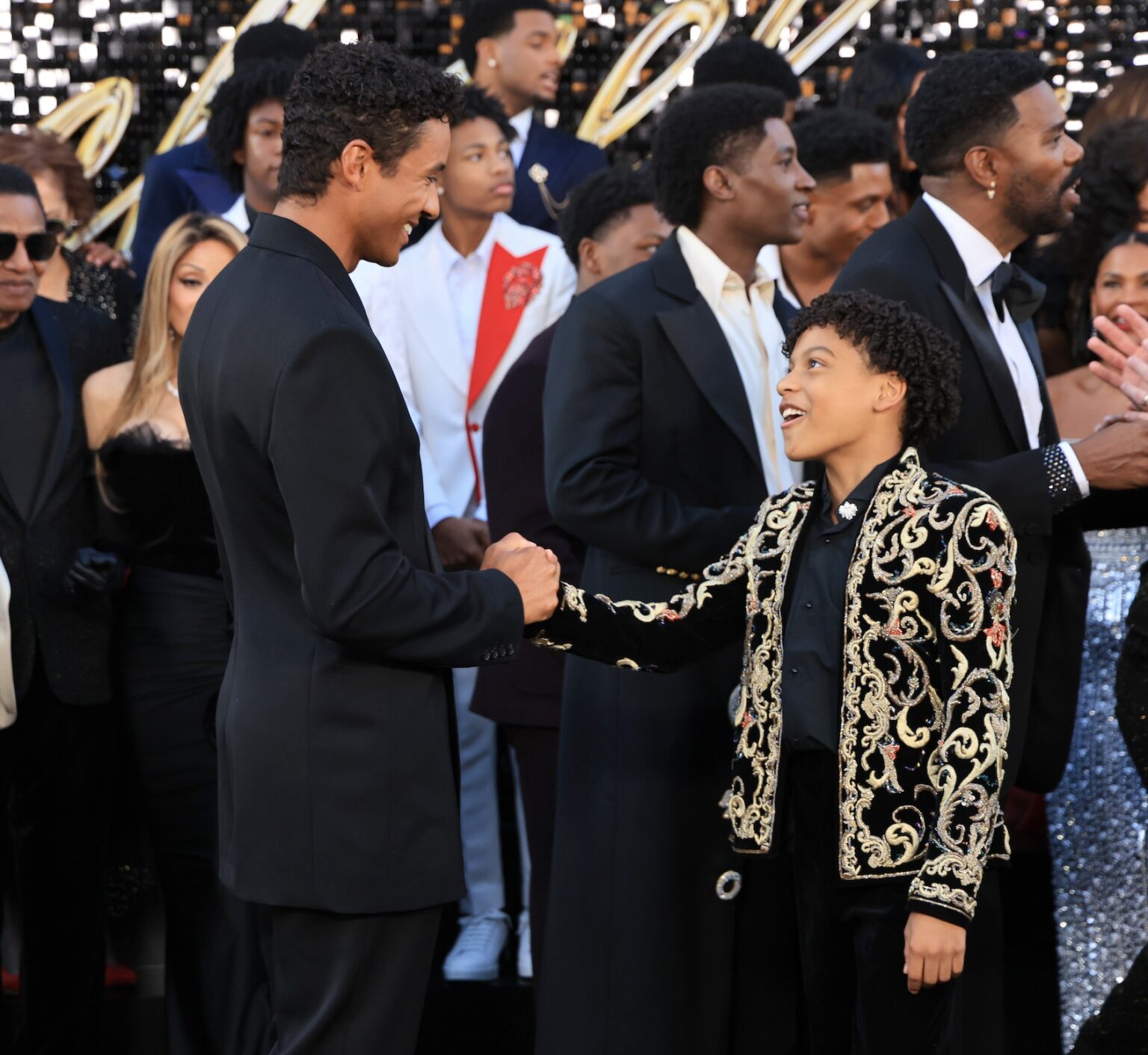 LOS ANGELES, CALIFORNIA - APRIL 20: (L-R) Jaafar Jackson and Juliano Valdi attend Lionsgate's "Michael" Los Angeles premiere at Dolby Theatre on April 20, 2026 in Los Angeles, California. (Photo by Savion Washington/Getty Images for Lionsgate)