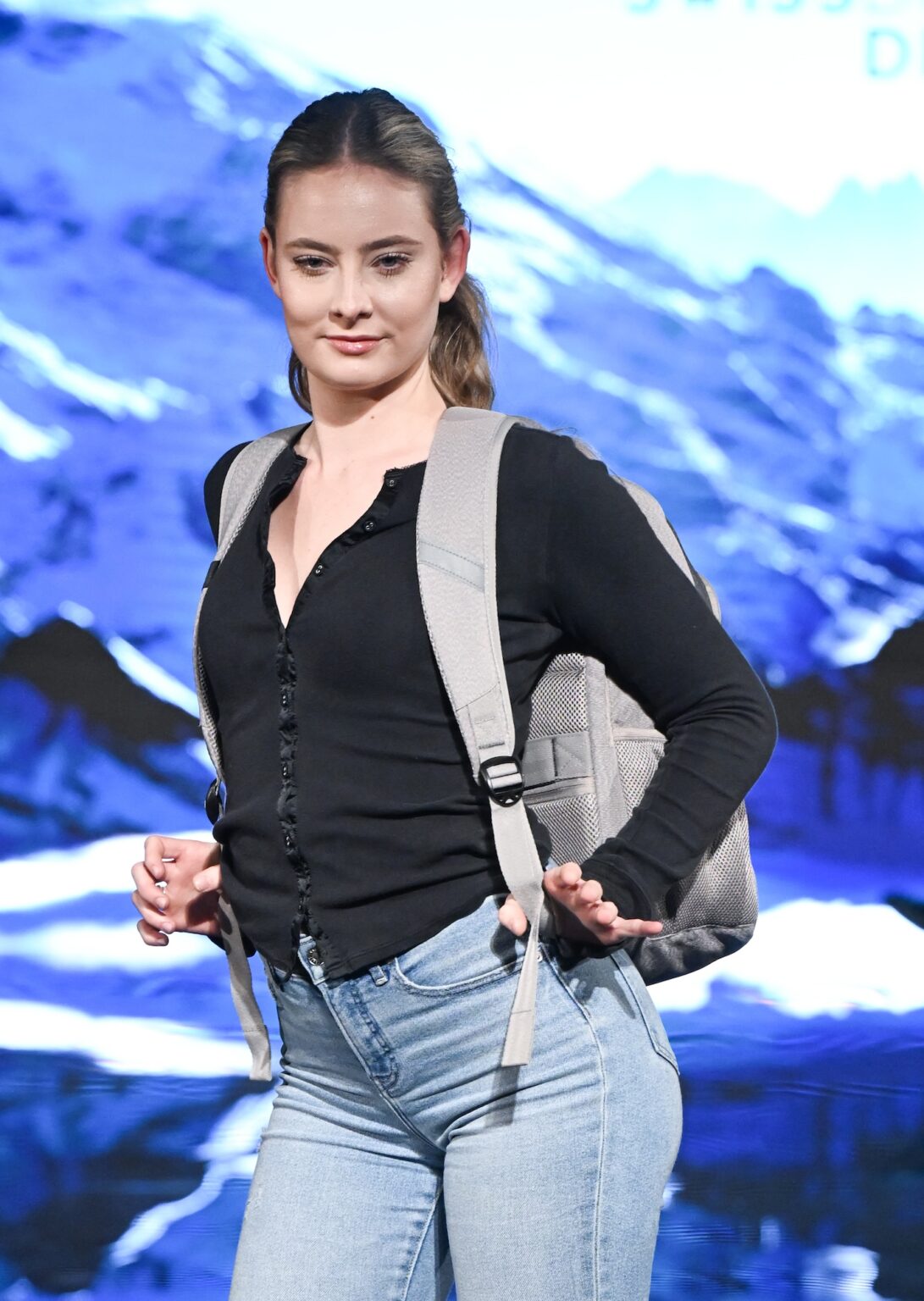 LOS ANGELES, CALIFORNIA - MARCH 13: A model walks the runway at the Swiss Digital Design show during Los Angeles Fashion Week Powered By Art Hearts Fashion at The Majestic on March 13, 2026 in Los Angeles, California. (Photo by Mark Gunter/Getty Images for Art Hearts Fashion)