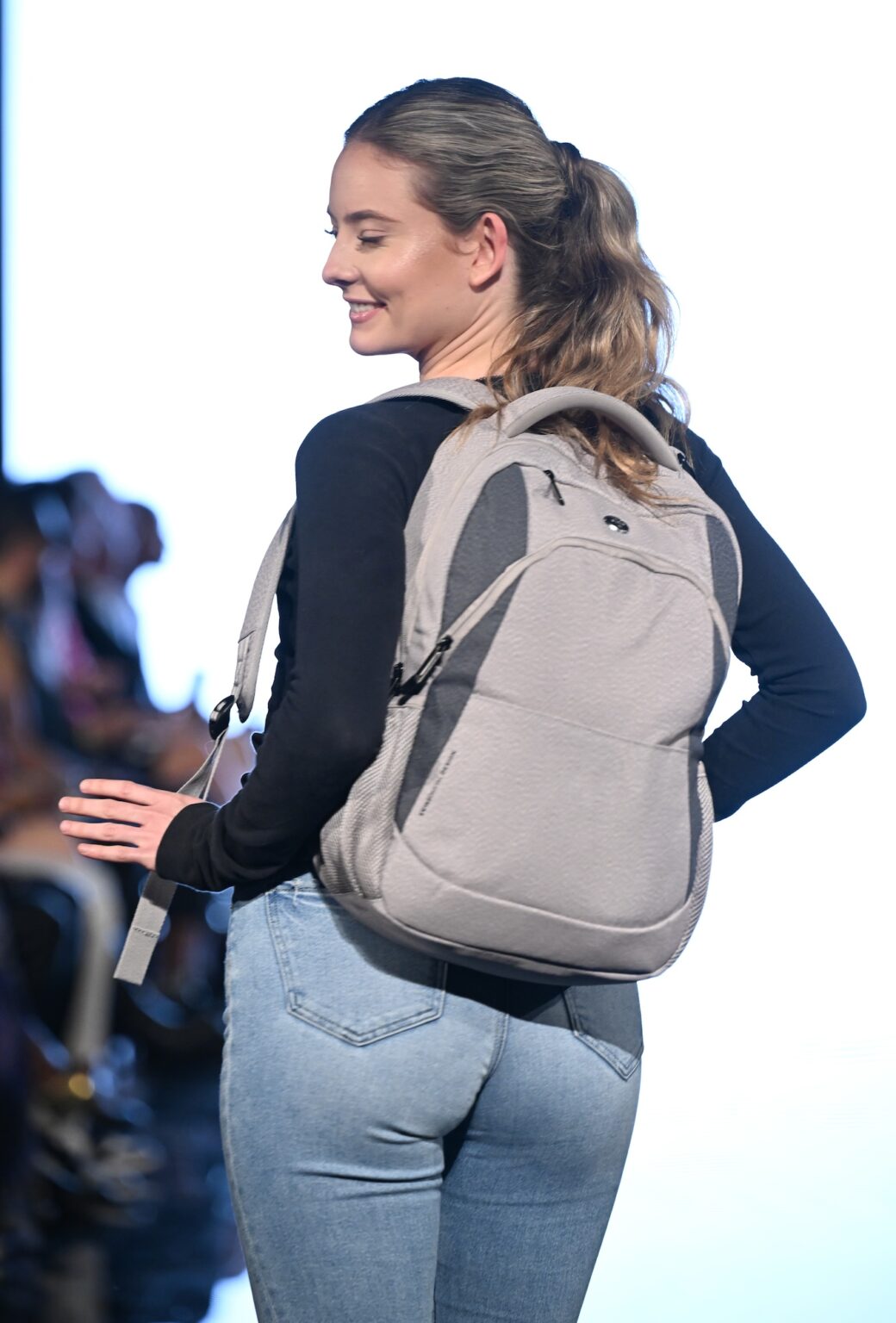 LOS ANGELES, CALIFORNIA - MARCH 13: A model walks the runway at the Swiss Digital Design show during Los Angeles Fashion Week Powered By Art Hearts Fashion at The Majestic on March 13, 2026 in Los Angeles, California. (Photo by Mark Gunter/Getty Images for Art Hearts Fashion)