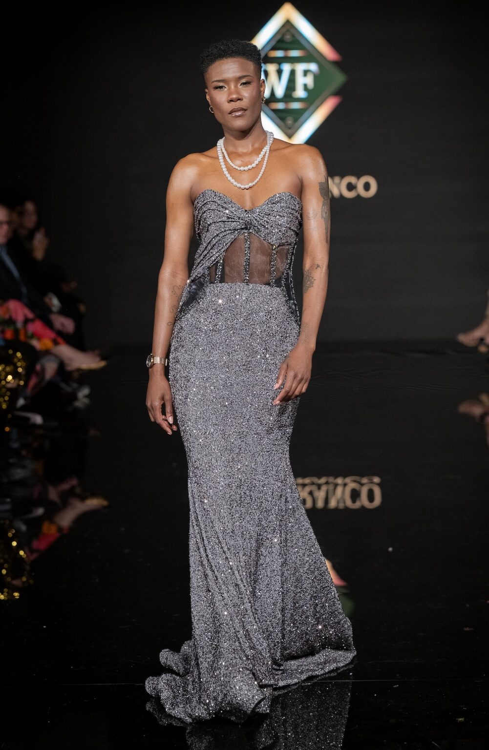 LOS ANGELES, CALIFORNIA - MARCH 14: A model walks the runway at the Will Franco show during Los Angeles Fashion Week Powered By Art Hearts Fashion at The Majestic on March 14, 2026 in Los Angeles, California. (Photo by Mark Gunter/Getty Images for Art Hearts Fashion)