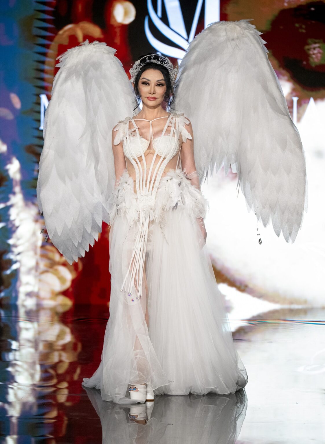 LOS ANGELES, CALIFORNIA - MARCH 13: A model walks the runway at the Marina Safina show during Los Angeles Fashion Week Powered By Art Hearts Fashion at The Majestic on March 13, 2026 in Los Angeles, California. (Photo by Mark Gunter/Getty Images for Art Hearts Fashion)