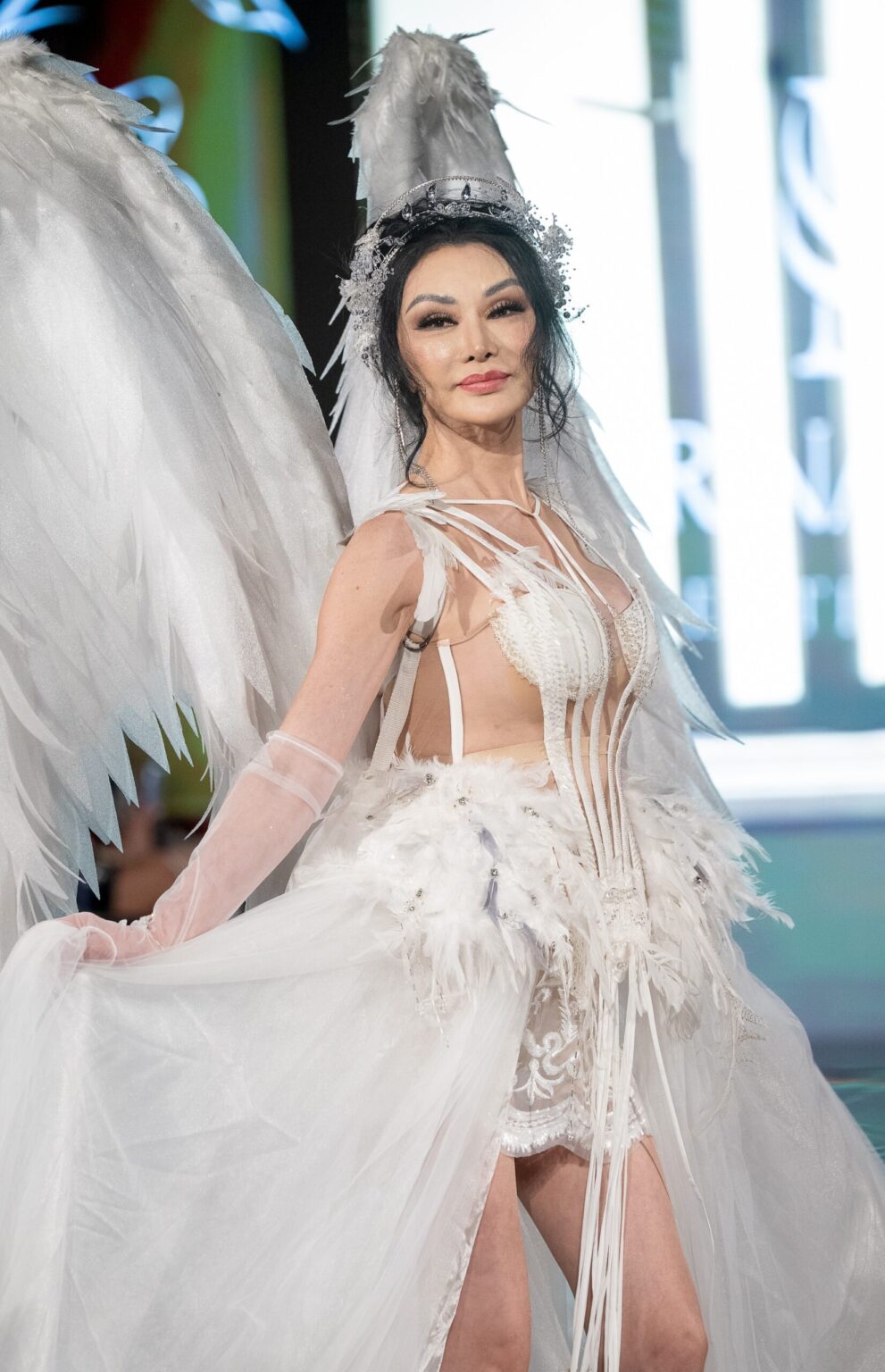 LOS ANGELES, CALIFORNIA - MARCH 13: A model walks the runway at the Marina Safina show during Los Angeles Fashion Week Powered By Art Hearts Fashion at The Majestic on March 13, 2026 in Los Angeles, California. (Photo by Mark Gunter/Getty Images for Art Hearts Fashion)