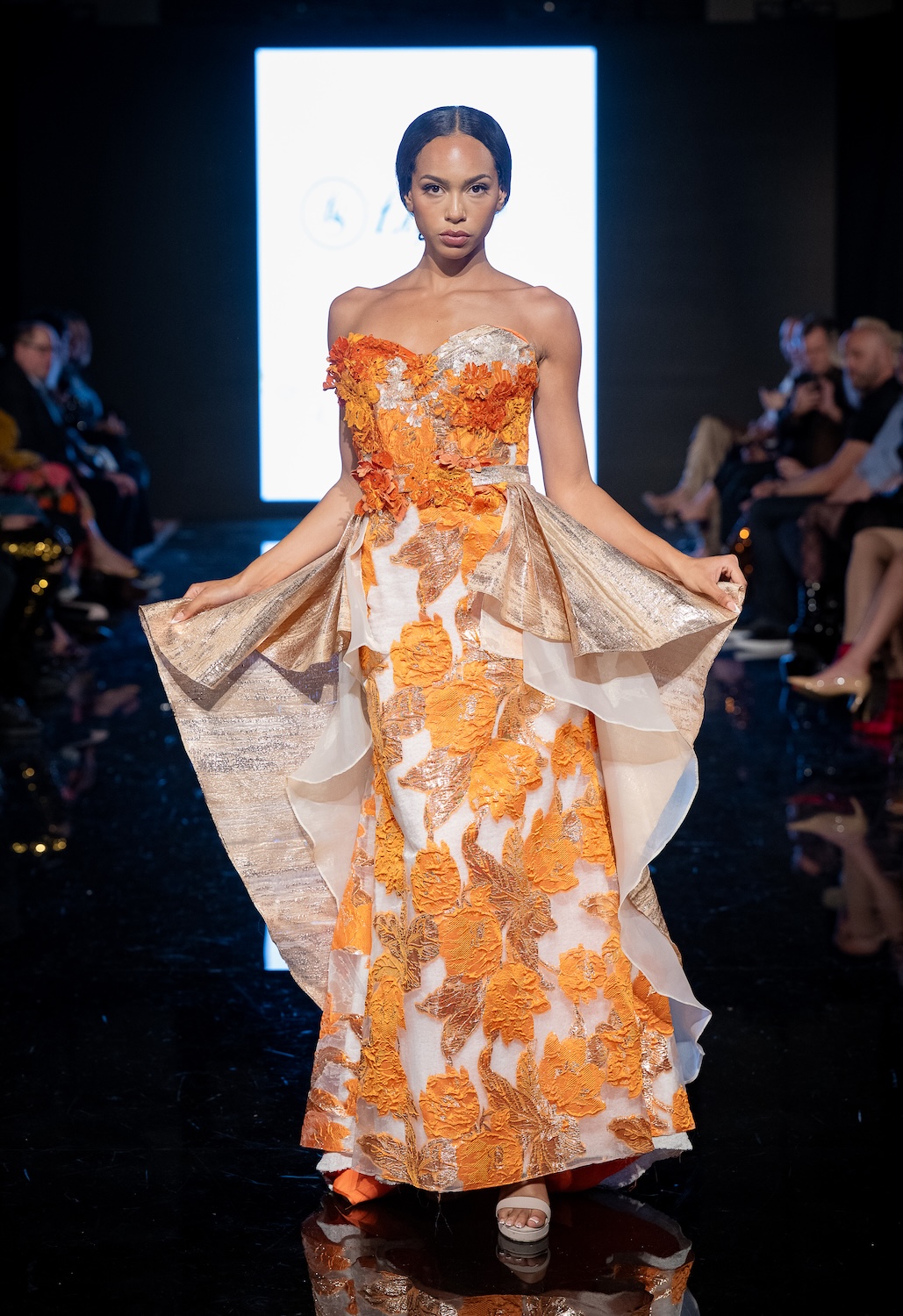 LOS ANGELES, CALIFORNIA - MARCH 14: A model walks the runway at the Lindisssh show during Los Angeles Fashion Week Powered By Art Hearts Fashion at The Majestic on March 14, 2026 in Los Angeles, California. (Photo by Mark Gunter/Getty Images for Art Hearts Fashion)