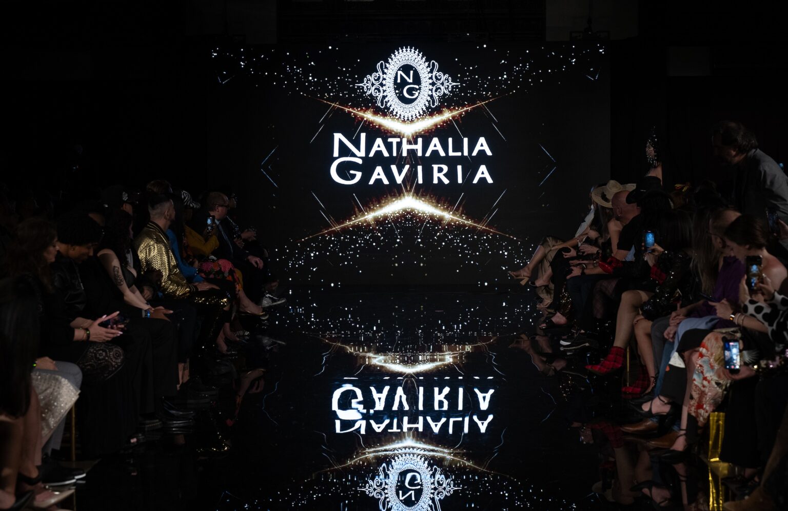 LOS ANGELES, CALIFORNIA - MARCH 14: A view of the runway at the Nathalia Gaviria show during Los Angeles Fashion Week Powered By Art Hearts Fashion at The Majestic on March 14, 2026 in Los Angeles, California. (Photo by Mark Gunter/Getty Images for Art Hearts Fashion)