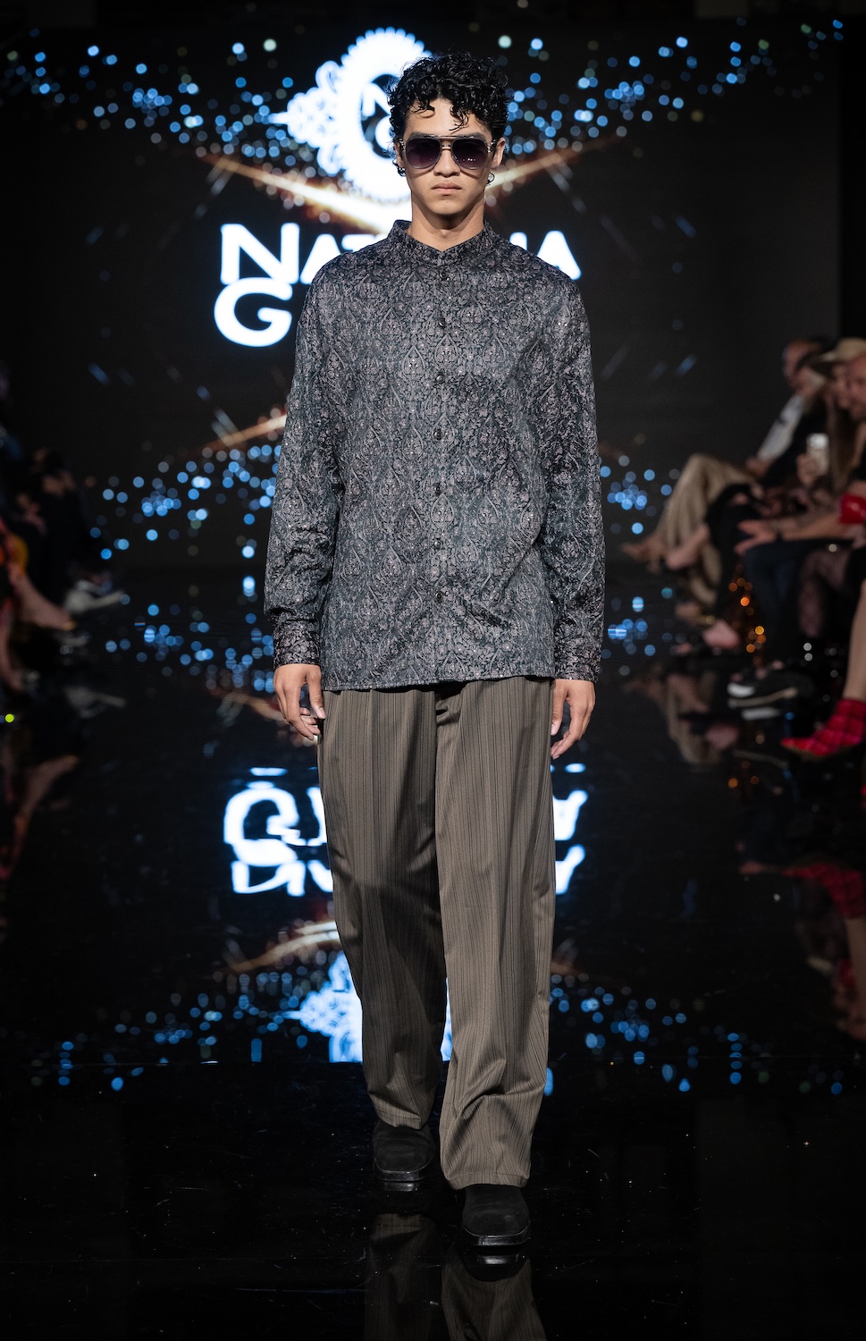 LOS ANGELES, CALIFORNIA - MARCH 14: A model walks the runway at the Nathalia Gaviria show during Los Angeles Fashion Week Powered By Art Hearts Fashion at The Majestic on March 14, 2026 in Los Angeles, California. (Photo by Mark Gunter/Getty Images for Art Hearts Fashion)