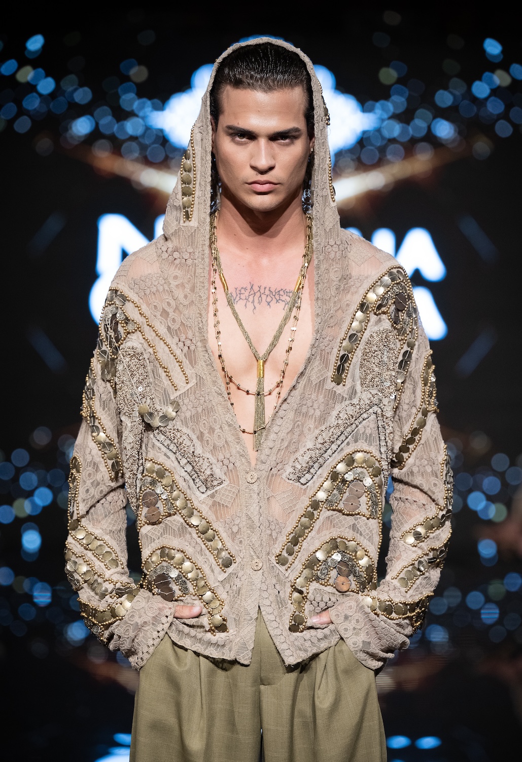 LOS ANGELES, CALIFORNIA - MARCH 14: A model walks the runway at the Nathalia Gaviria show during Los Angeles Fashion Week Powered By Art Hearts Fashion at The Majestic on March 14, 2026 in Los Angeles, California. (Photo by Mark Gunter/Getty Images for Art Hearts Fashion)