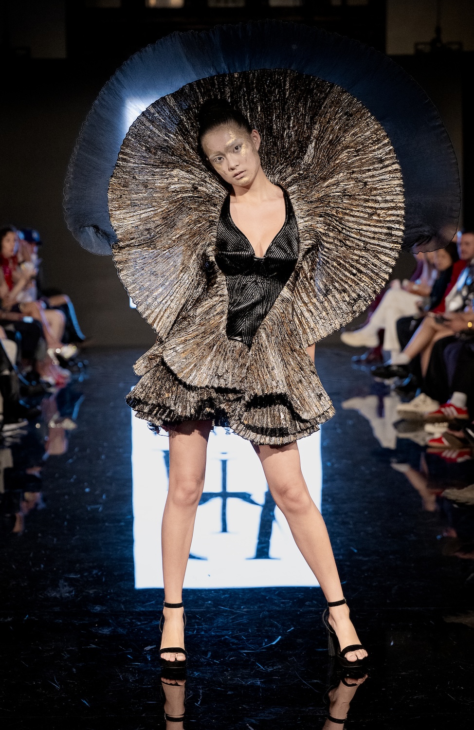 LOS ANGELES, CALIFORNIA - MARCH 13: A model walks the runway at the Morfium Fashion show during Los Angeles Fashion Week Powered By Art Hearts Fashion at The Majestic on March 13, 2026 in Los Angeles, California. (Photo by Mark Gunter/Getty Images for Art Hearts Fashion)