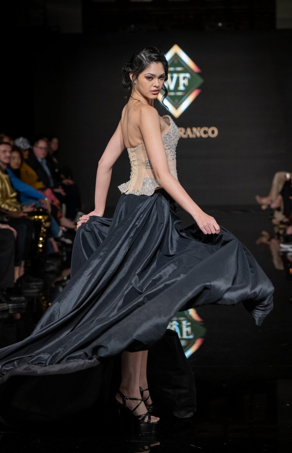 LOS ANGELES, CALIFORNIA - MARCH 14: A model walks the runway at the Will Franco show during Los Angeles Fashion Week Powered By Art Hearts Fashion at The Majestic on March 14, 2026 in Los Angeles, California. (Photo by Mark Gunter/Getty Images for Art Hearts Fashion)