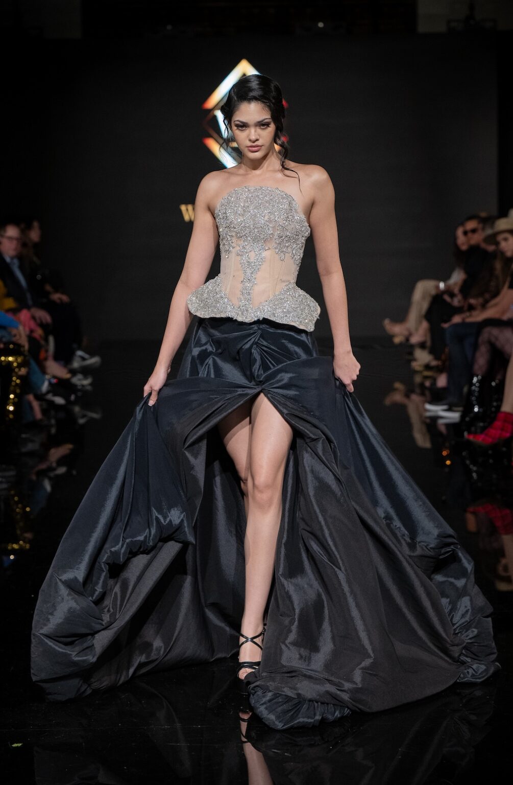 LOS ANGELES, CALIFORNIA - MARCH 14: A model walks the runway at the Will Franco show during Los Angeles Fashion Week Powered By Art Hearts Fashion at The Majestic on March 14, 2026 in Los Angeles, California. (Photo by Mark Gunter/Getty Images for Art Hearts Fashion)