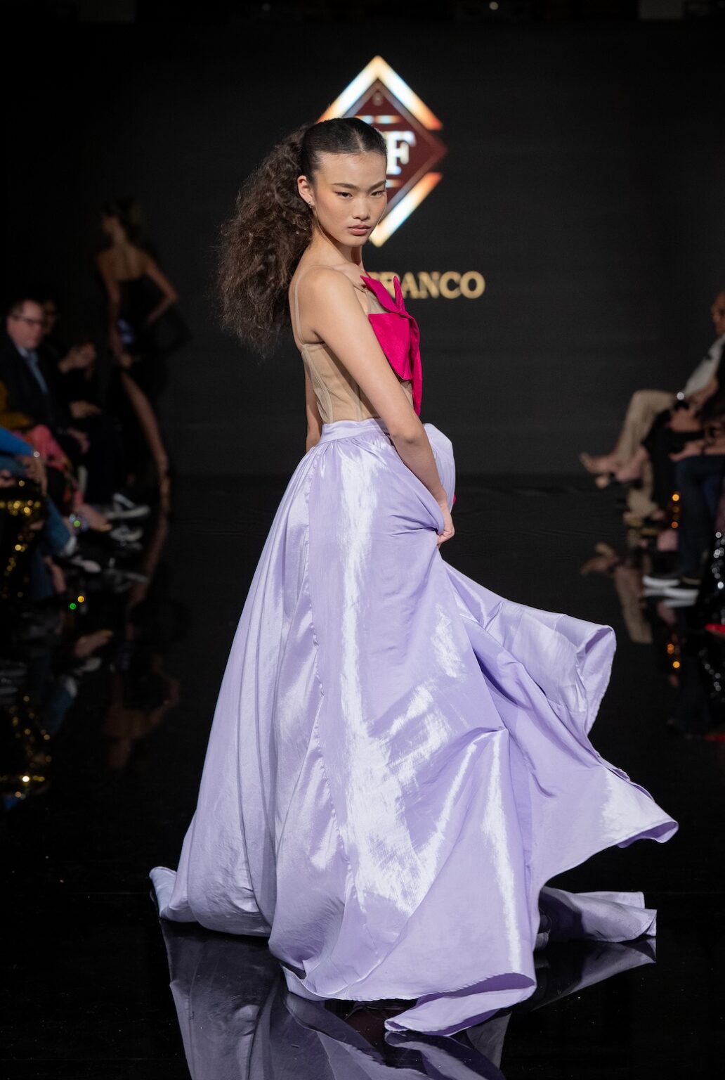 LOS ANGELES, CALIFORNIA - MARCH 14: A model walks the runway at the Will Franco show during Los Angeles Fashion Week Powered By Art Hearts Fashion at The Majestic on March 14, 2026 in Los Angeles, California. (Photo by Mark Gunter/Getty Images for Art Hearts Fashion)