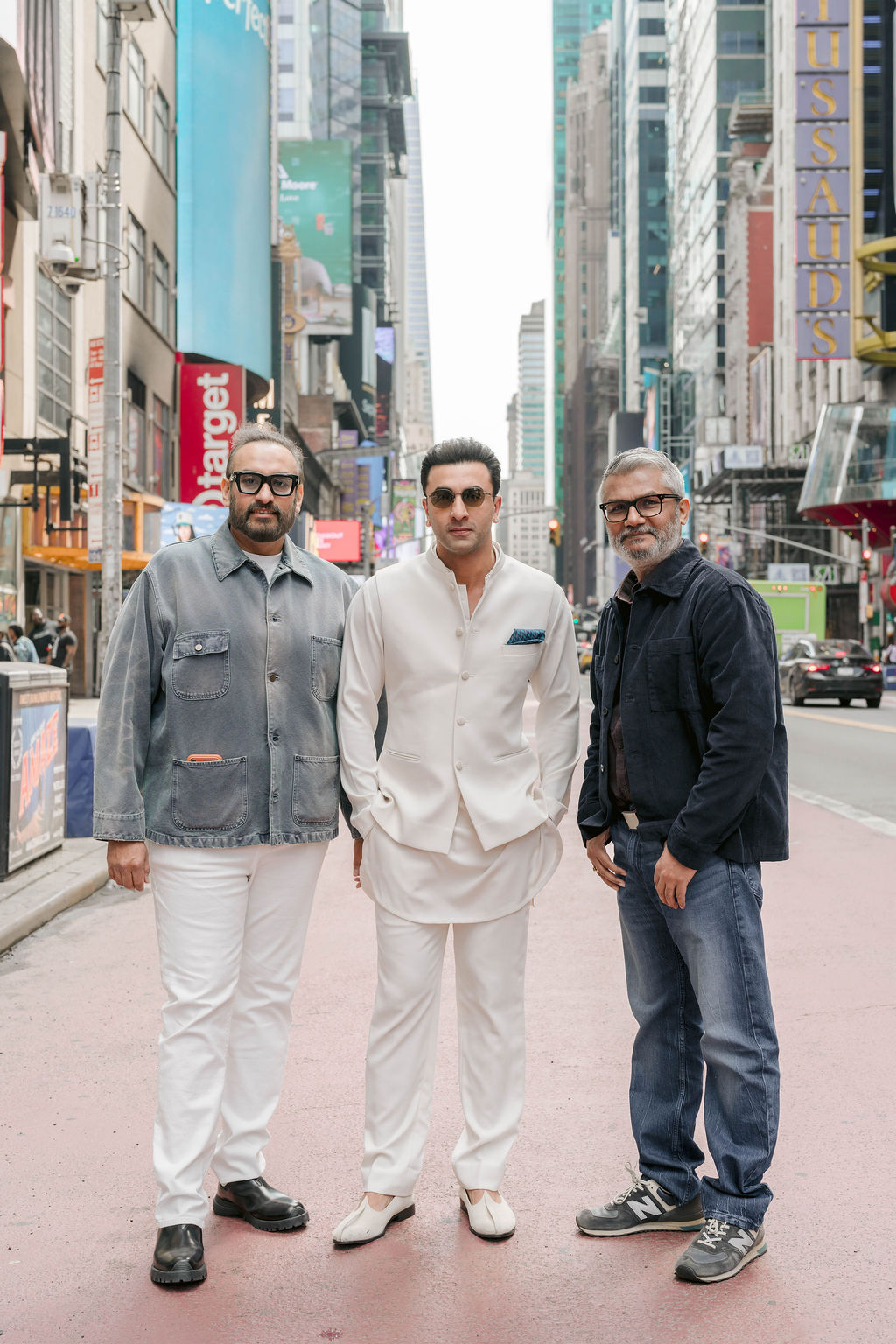 (L:R. Namit Malhotra, Ranbir Kapoor, and Nitesh Tiwari in New York City)