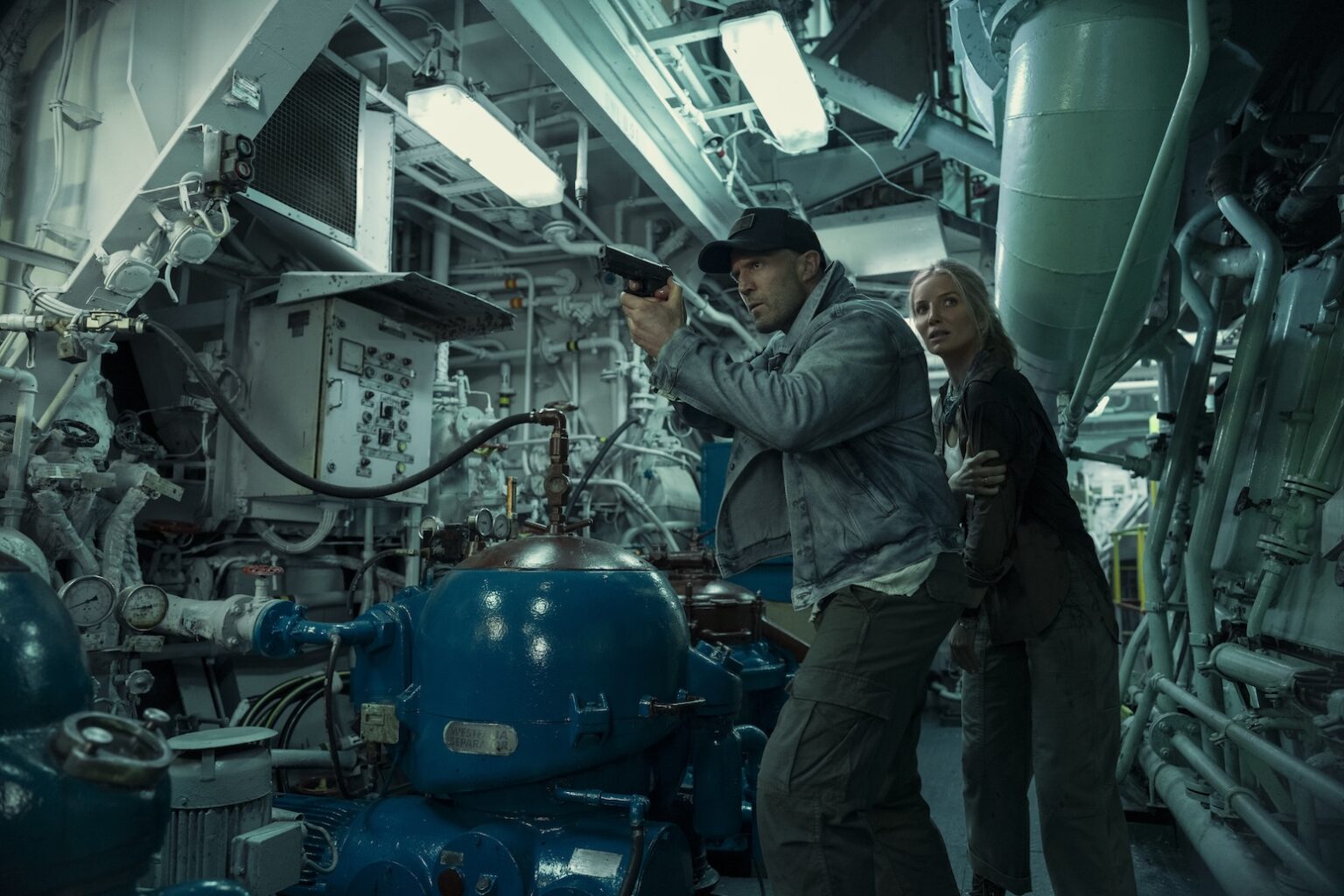 Jason Statham as Cole Reed and Annabelle Wallis as Angie Ellis in Mutiny. Photo Credit: Dan Smith/Lionsgate
