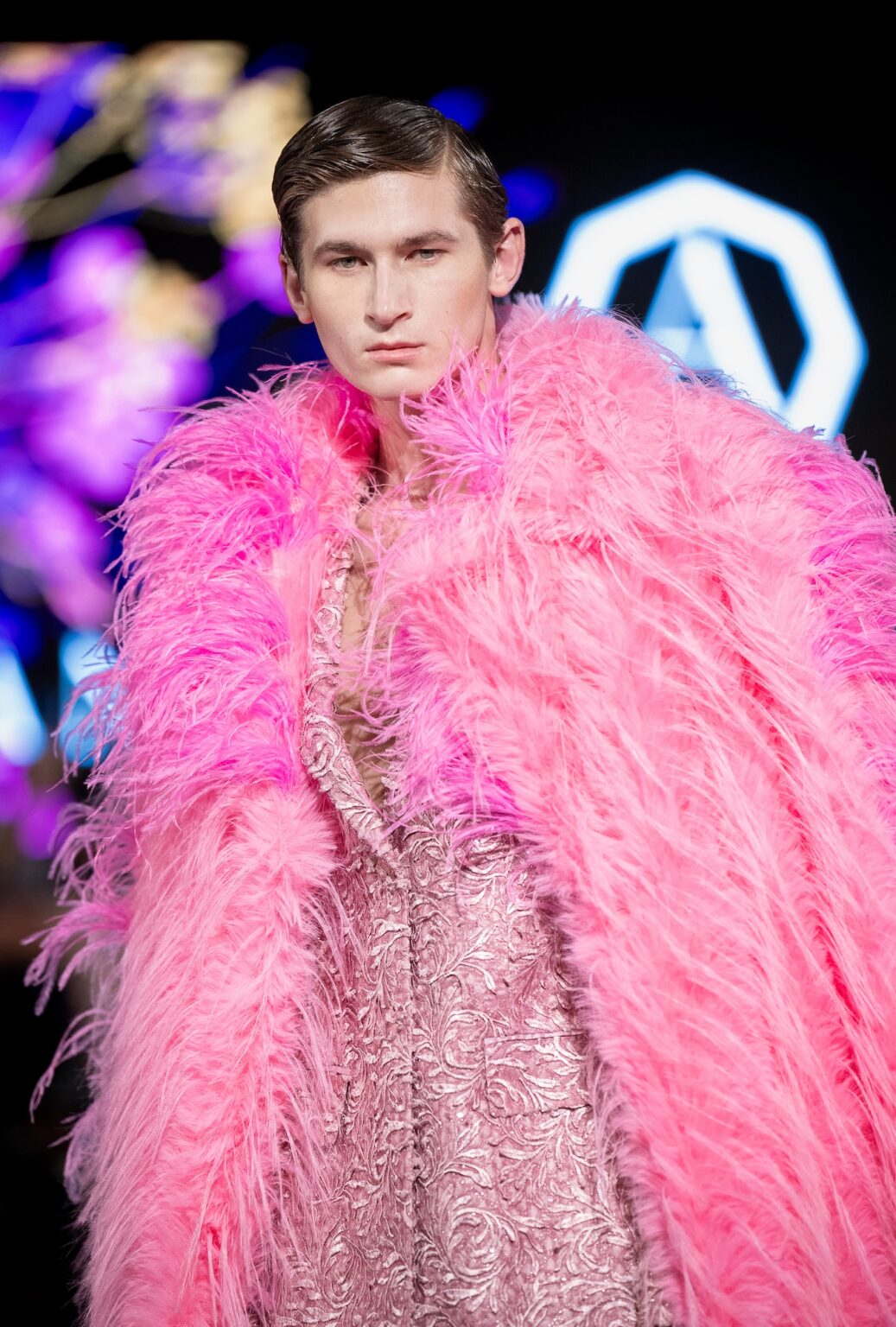 LOS ANGELES, CALIFORNIA - MARCH 13: A model walks the runway at the Angelo Estera show during Los Angeles Fashion Week Powered By Art Hearts Fashion at The Majestic on March 13, 2026 in Los Angeles, California. (Photo by Mark Gunter/Getty Images for Art Hearts Fashion)