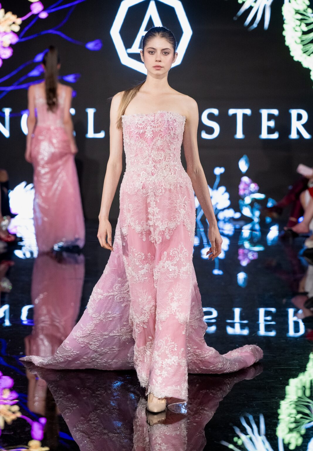 LOS ANGELES, CALIFORNIA - MARCH 13: A model walks the runway at the Angelo Estera show during Los Angeles Fashion Week Powered By Art Hearts Fashion at The Majestic on March 13, 2026 in Los Angeles, California. (Photo by Mark Gunter/Getty Images for Art Hearts Fashion)