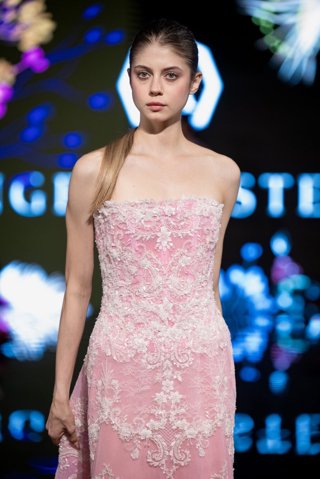 LOS ANGELES, CALIFORNIA - MARCH 13: A model walks the runway at the Angelo Estera show during Los Angeles Fashion Week Powered By Art Hearts Fashion at The Majestic on March 13, 2026 in Los Angeles, California. (Photo by Mark Gunter/Getty Images for Art Hearts Fashion)