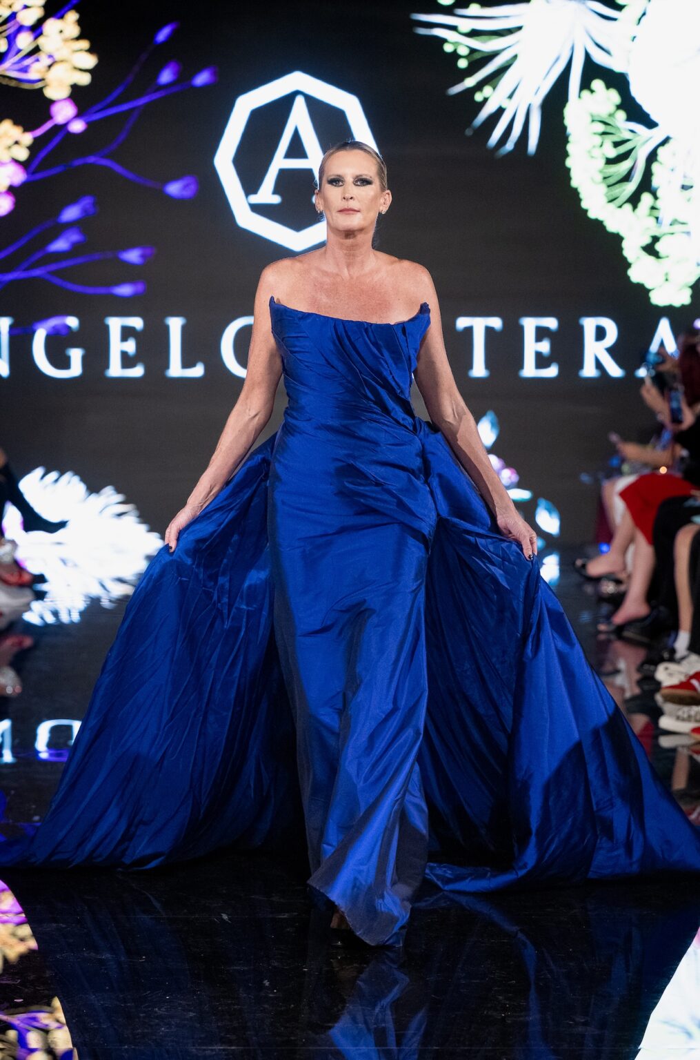 LOS ANGELES, CALIFORNIA - MARCH 13: A model walks the runway at the Angelo Estera show during Los Angeles Fashion Week Powered By Art Hearts Fashion at The Majestic on March 13, 2026 in Los Angeles, California. (Photo by Mark Gunter/Getty Images for Art Hearts Fashion)