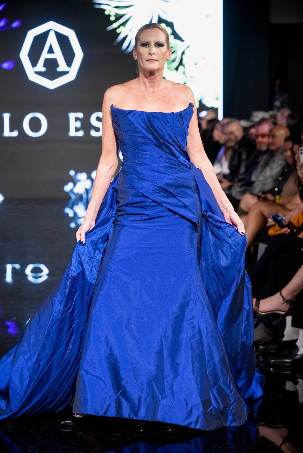 LOS ANGELES, CALIFORNIA - MARCH 13: A model walks the runway at the Angelo Estera show during Los Angeles Fashion Week Powered By Art Hearts Fashion at The Majestic on March 13, 2026 in Los Angeles, California. (Photo by Mark Gunter/Getty Images for Art Hearts Fashion)