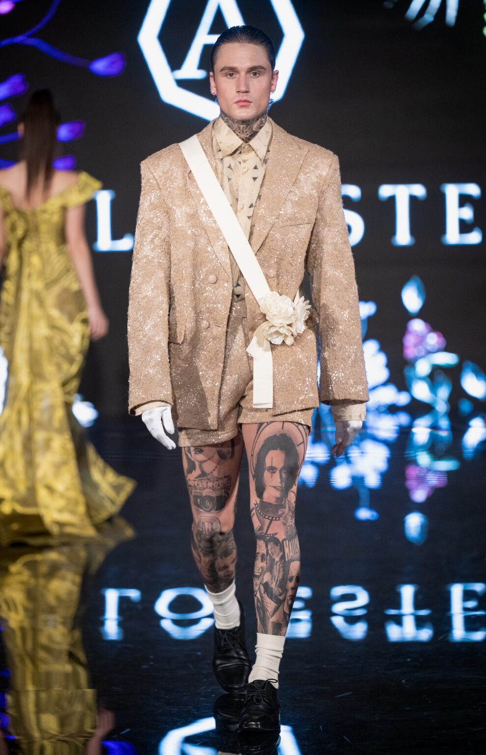 LOS ANGELES, CALIFORNIA - MARCH 13: A model walks the runway at the Angelo Estera show during Los Angeles Fashion Week Powered By Art Hearts Fashion at The Majestic on March 13, 2026 in Los Angeles, California. (Photo by Mark Gunter/Getty Images for Art Hearts Fashion)