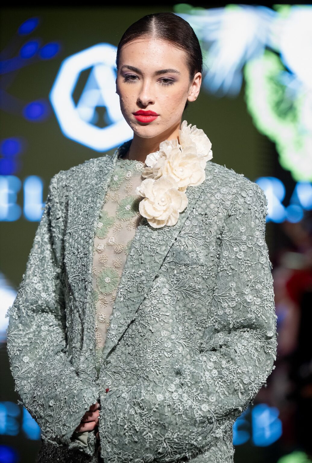 LOS ANGELES, CALIFORNIA - MARCH 13: A model walks the runway at the Angelo Estera show during Los Angeles Fashion Week Powered By Art Hearts Fashion at The Majestic on March 13, 2026 in Los Angeles, California. (Photo by Mark Gunter/Getty Images for Art Hearts Fashion)