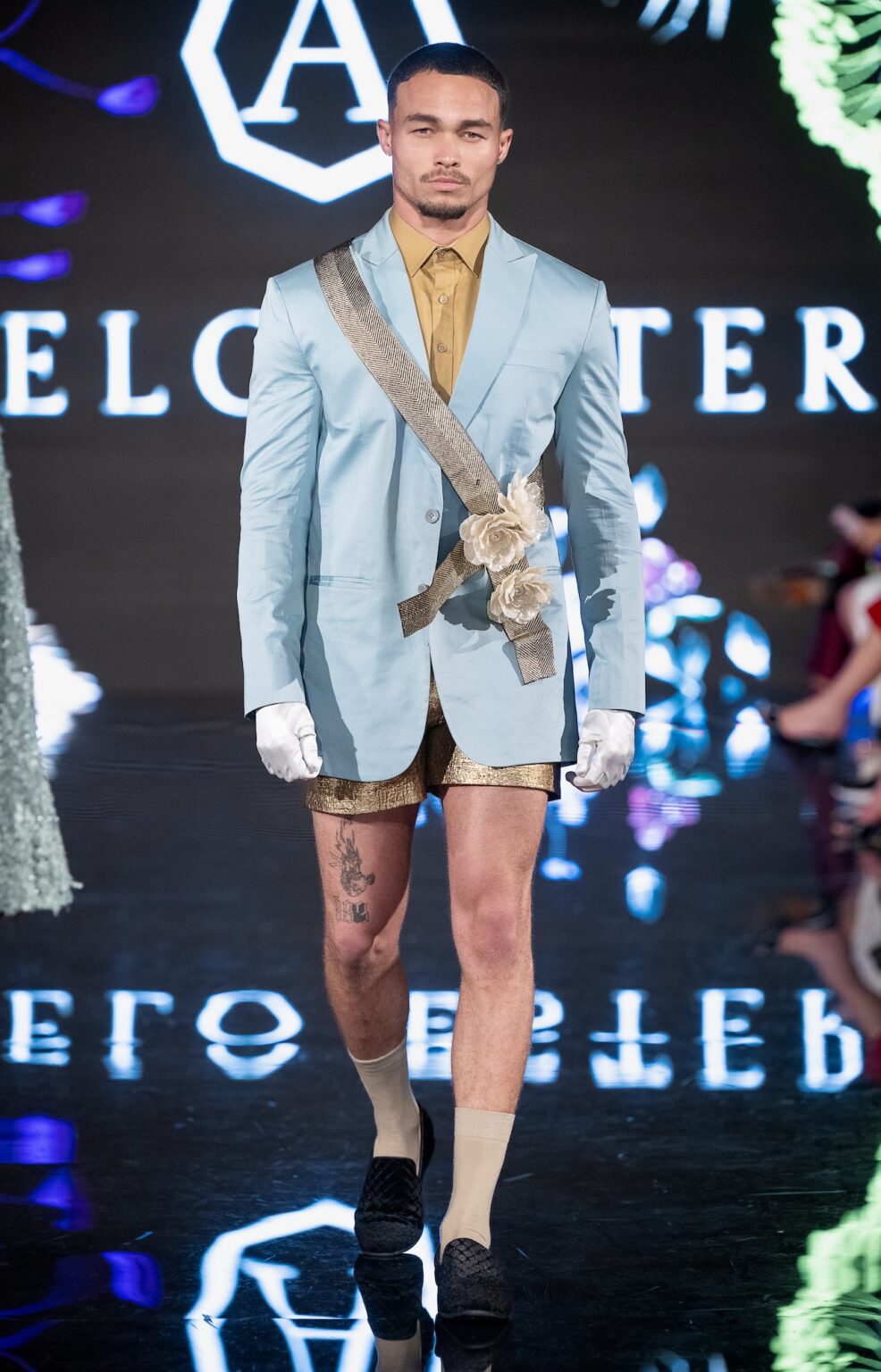 LOS ANGELES, CALIFORNIA - MARCH 13: A model walks the runway at the Angelo Estera show during Los Angeles Fashion Week Powered By Art Hearts Fashion at The Majestic on March 13, 2026 in Los Angeles, California. (Photo by Mark Gunter/Getty Images for Art Hearts Fashion)